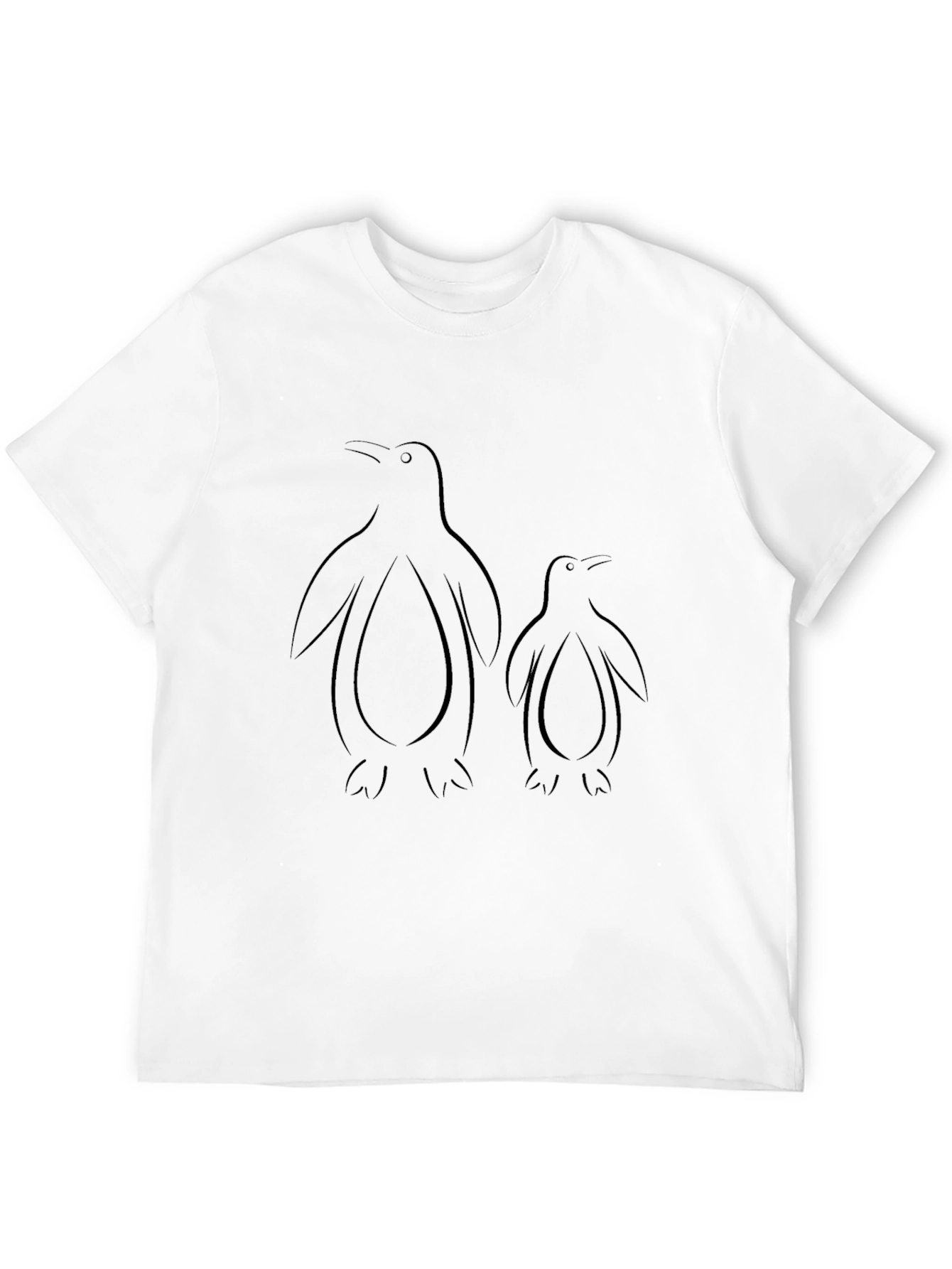 Minimalist Penguin Family Black T-Shirt