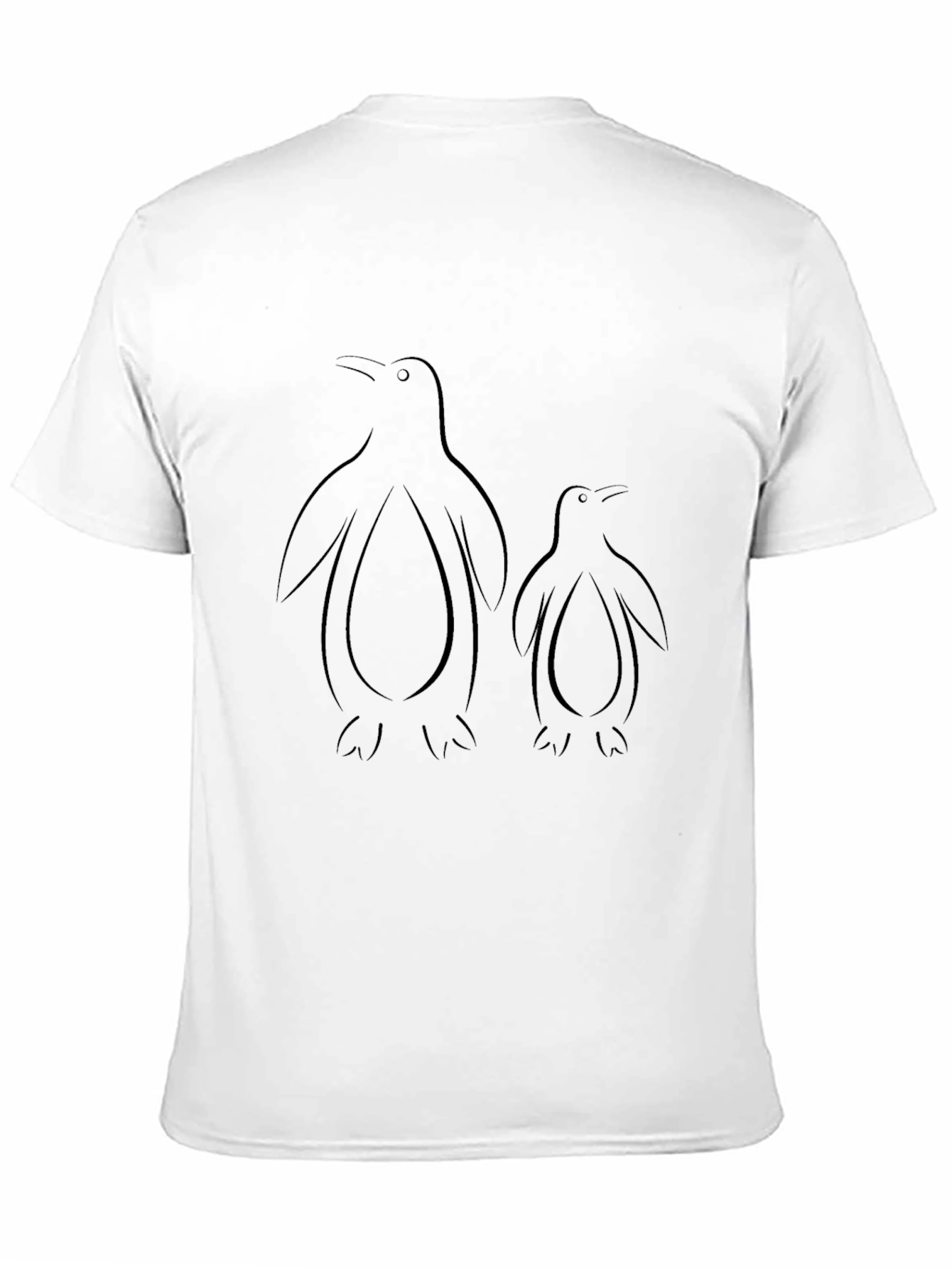 Minimalist Penguin Family Black T-Shirt
