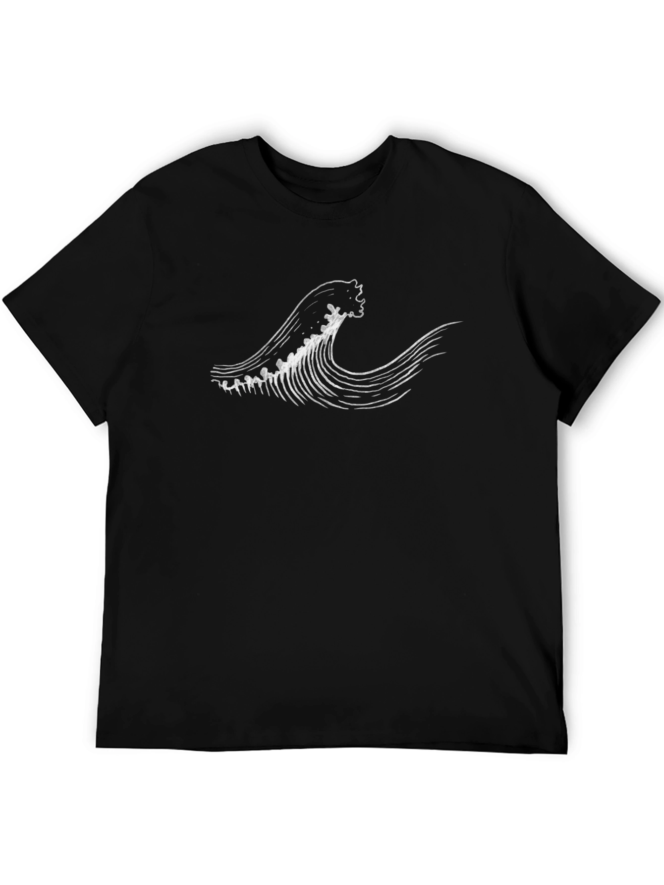 Mens Black Wave Graphic Tee - Casual Cool