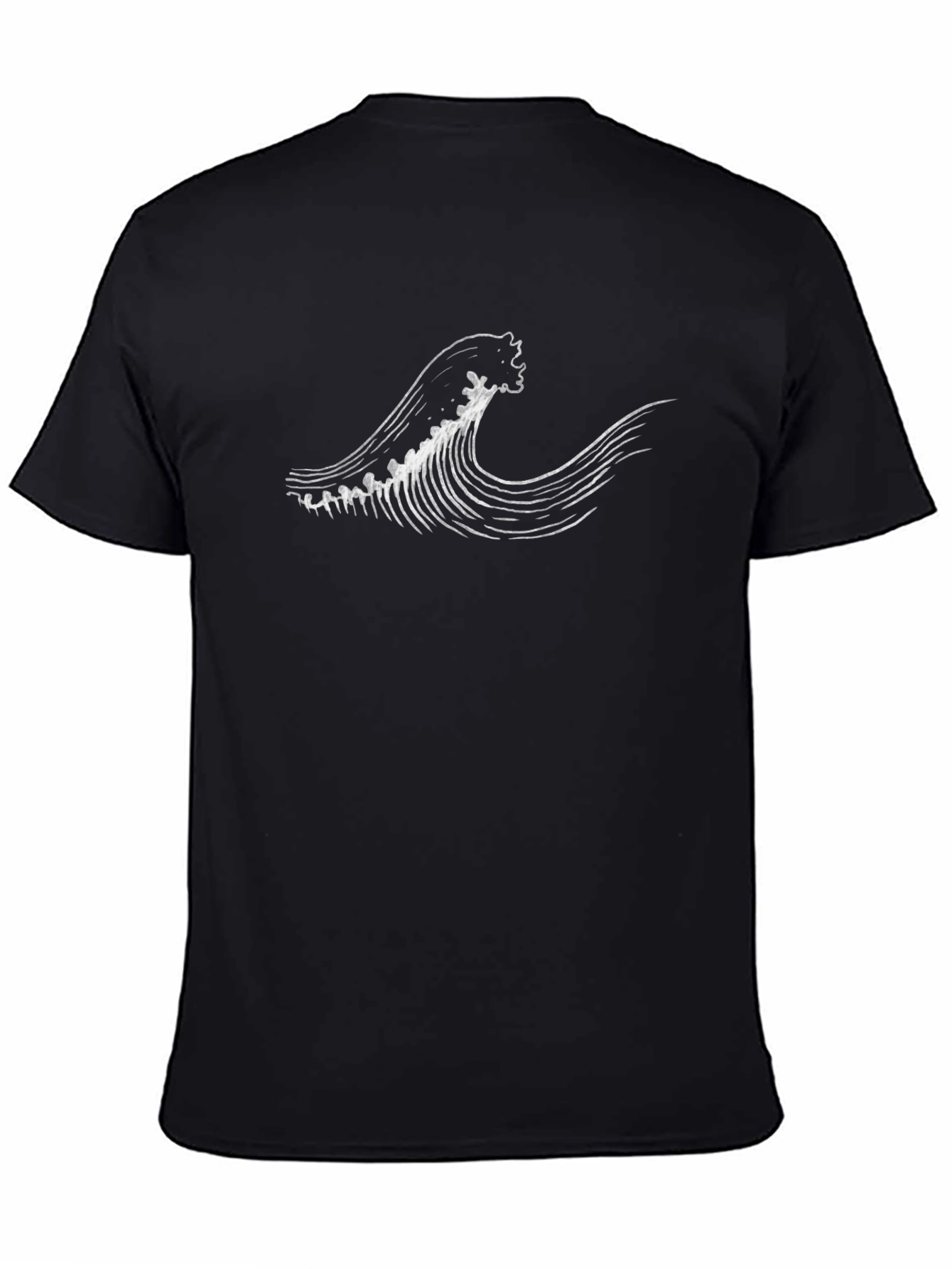 Mens Black Wave Graphic Tee - Casual Cool