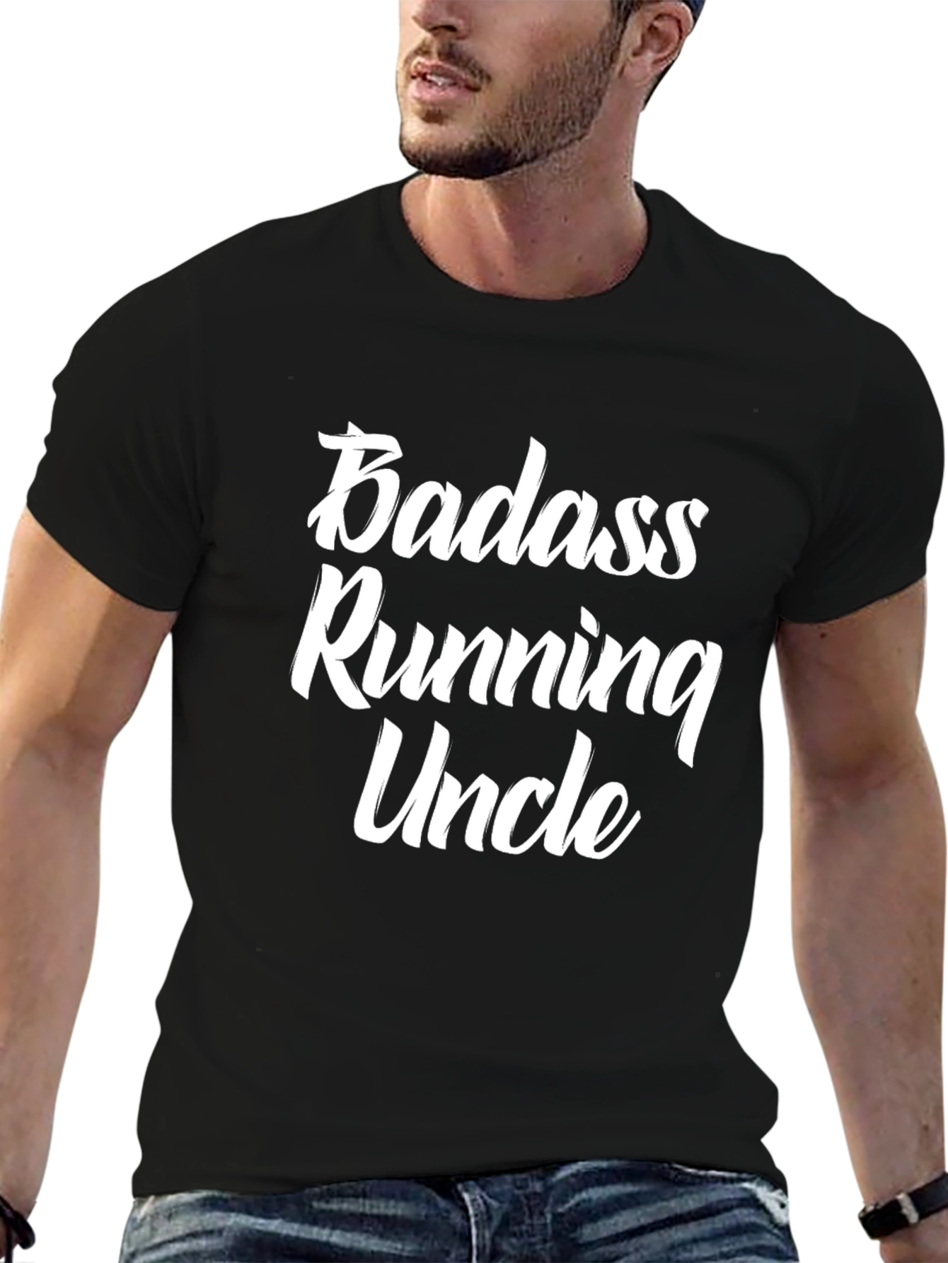 Badass Running Uncle Graphic T-Shirt