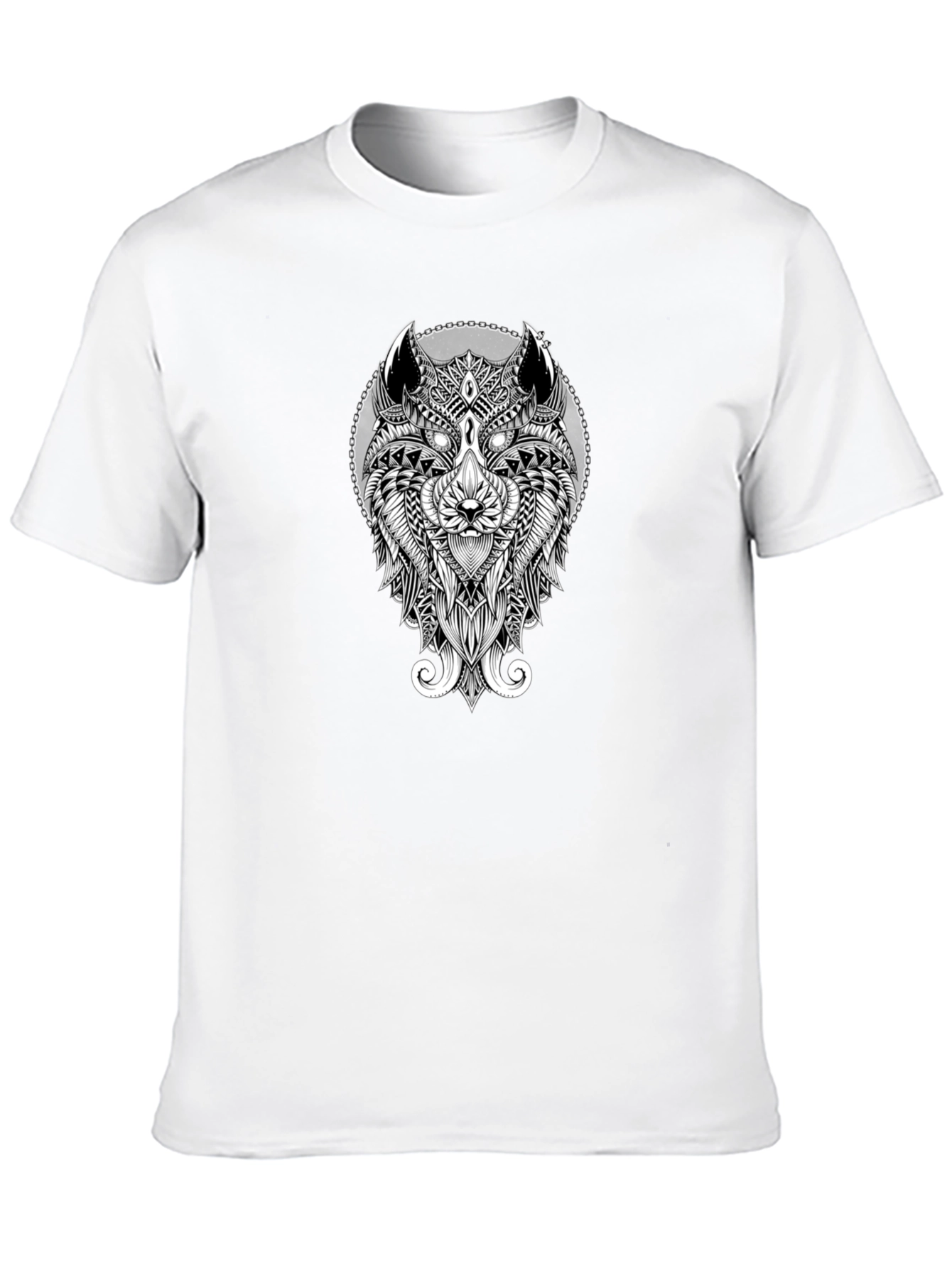 Abstract Wolf Graphic Print Black T-Shirt