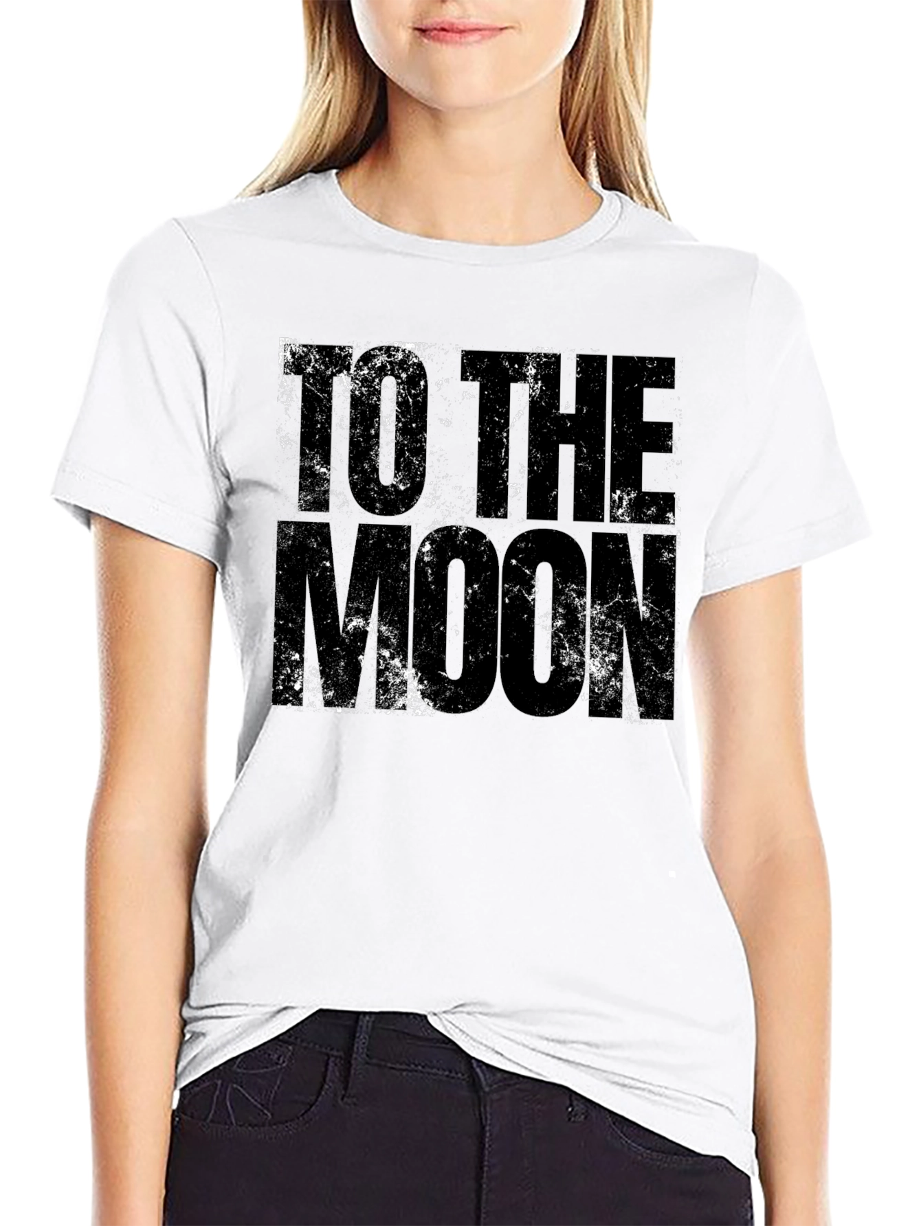 To The Moon Distressed Black T-Shirt
