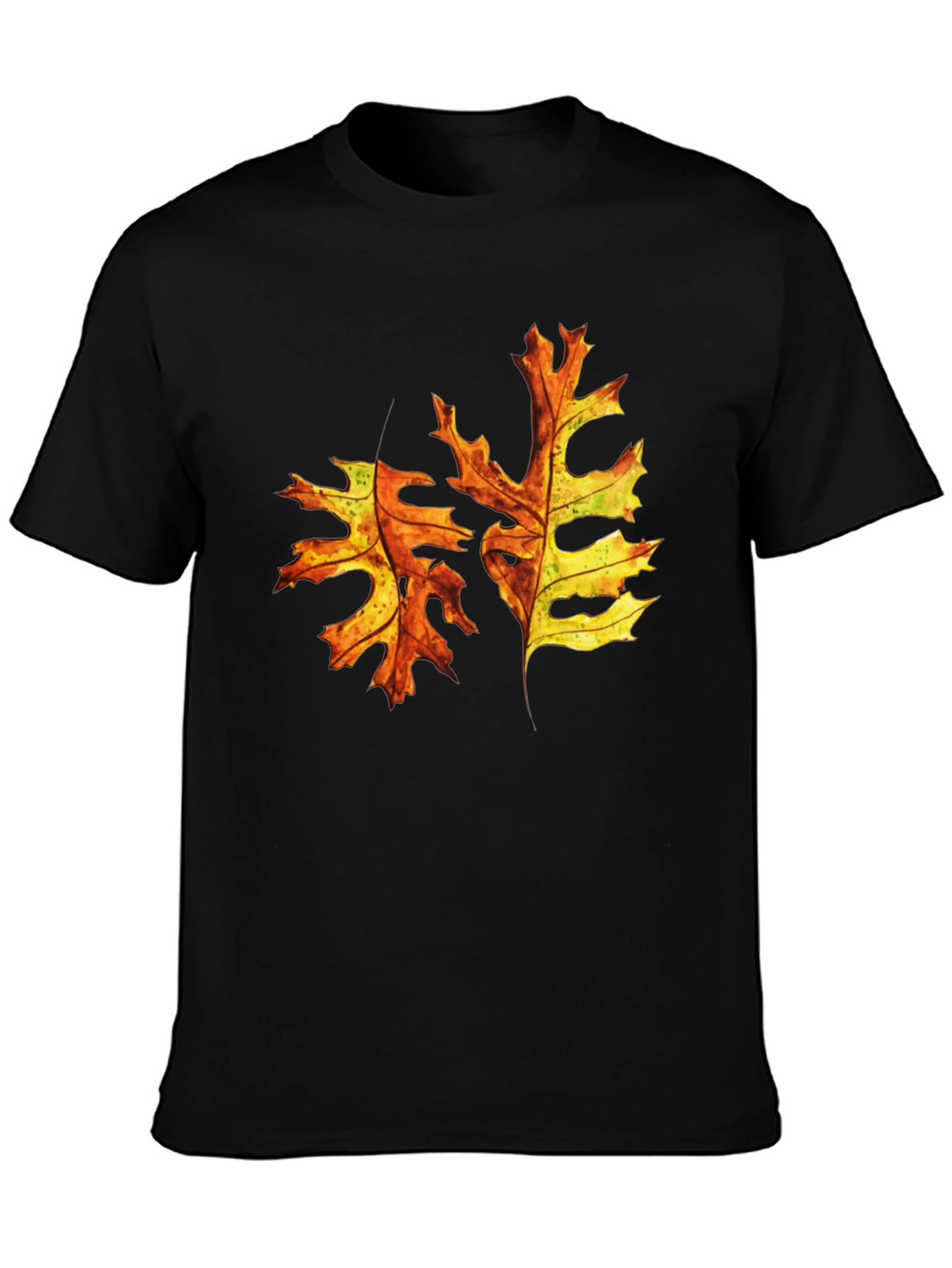 Autumn Leaf Graphic Tee - Black Cotton T-Shirt