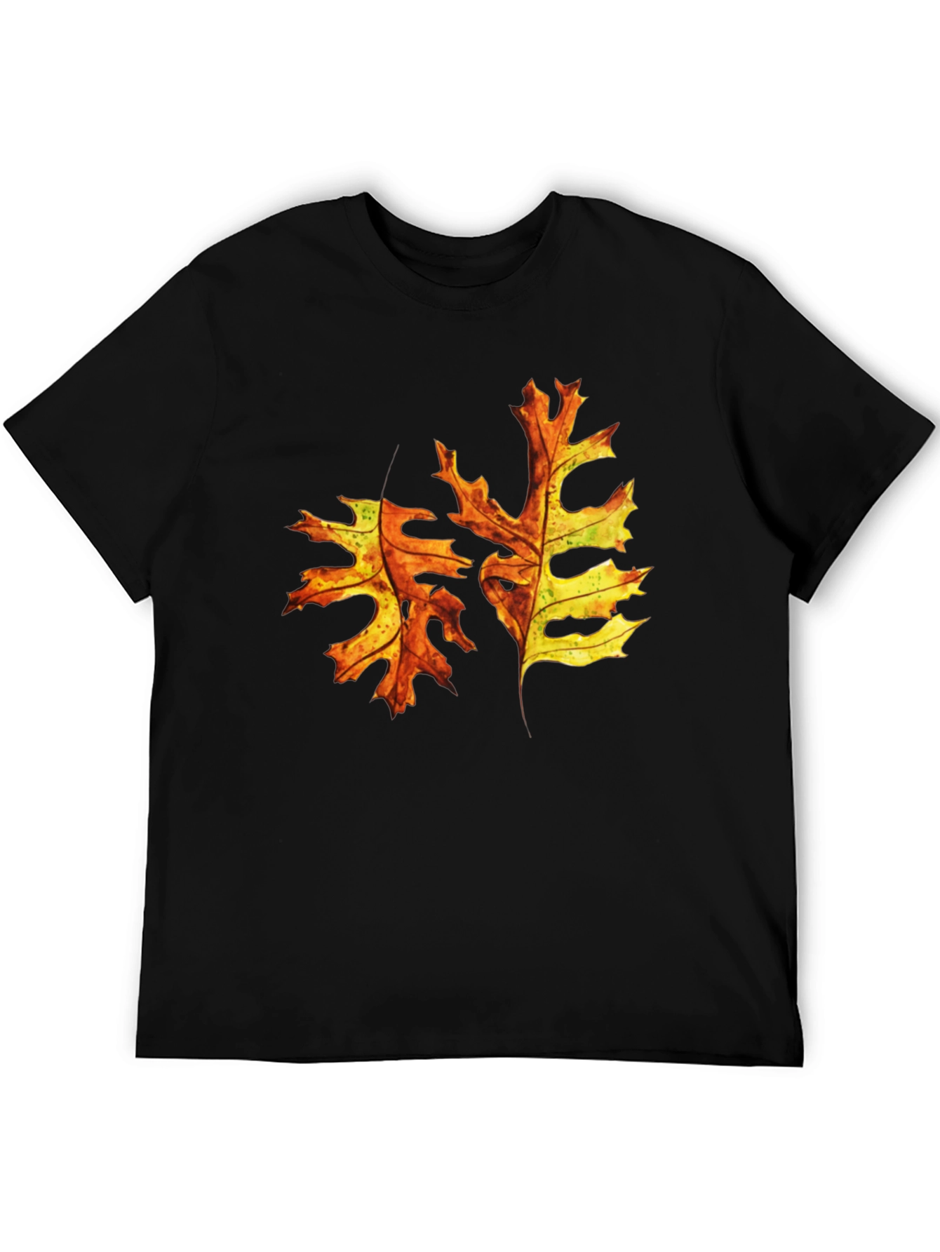 Autumn Leaf Graphic Tee - Black Cotton T-Shirt
