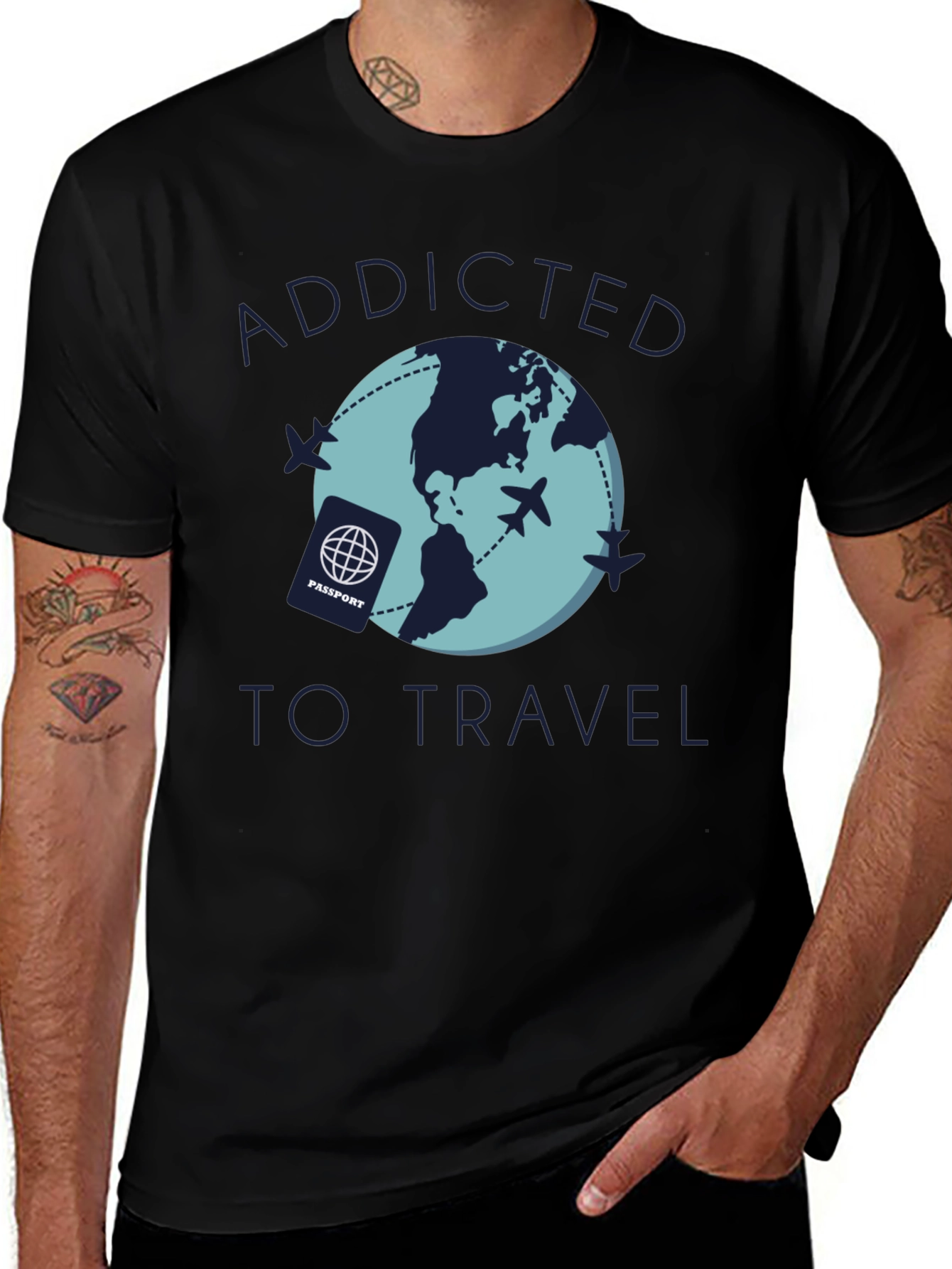 Addicted to Travel Graphic Tee - Black