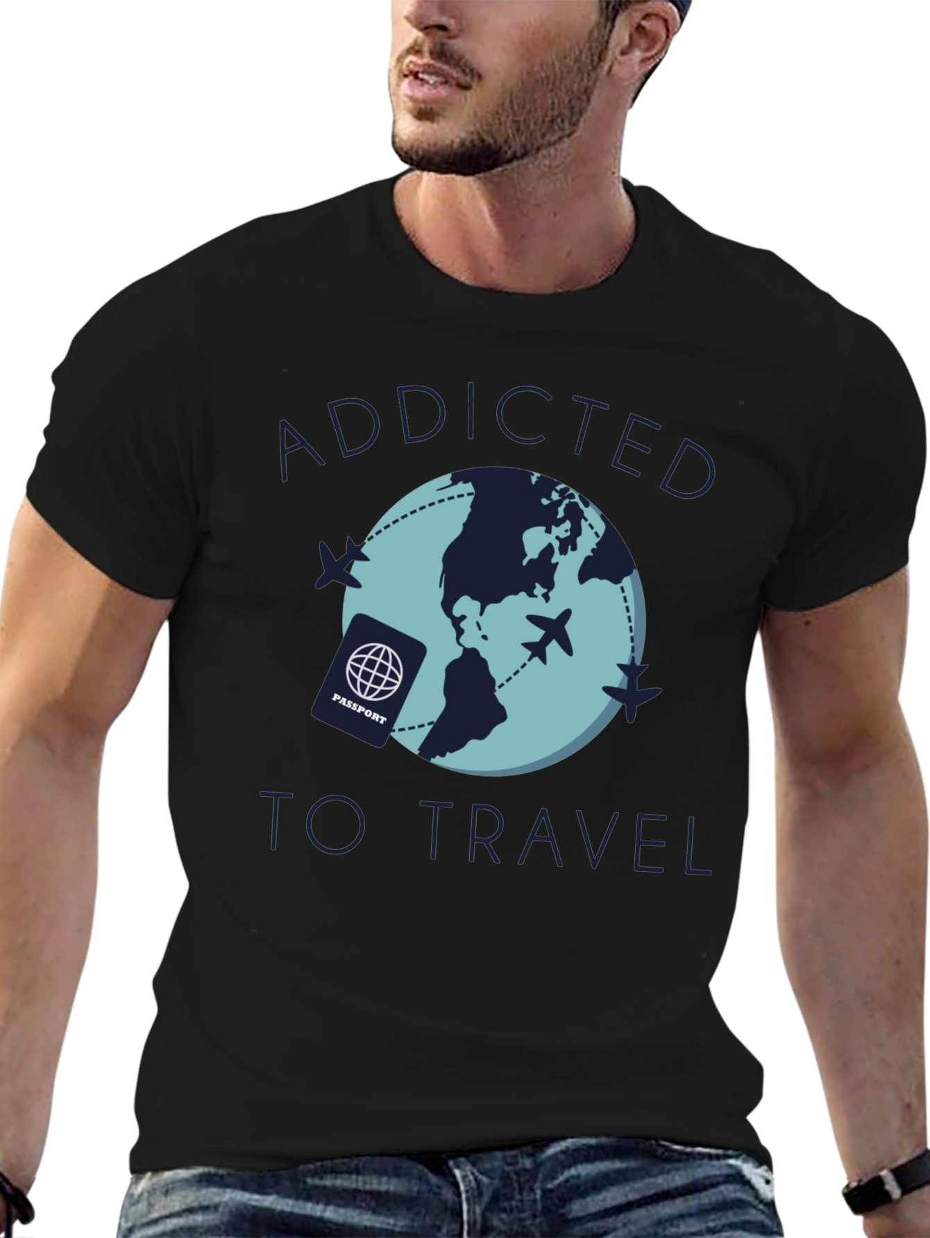 Addicted to Travel Graphic Tee - Black