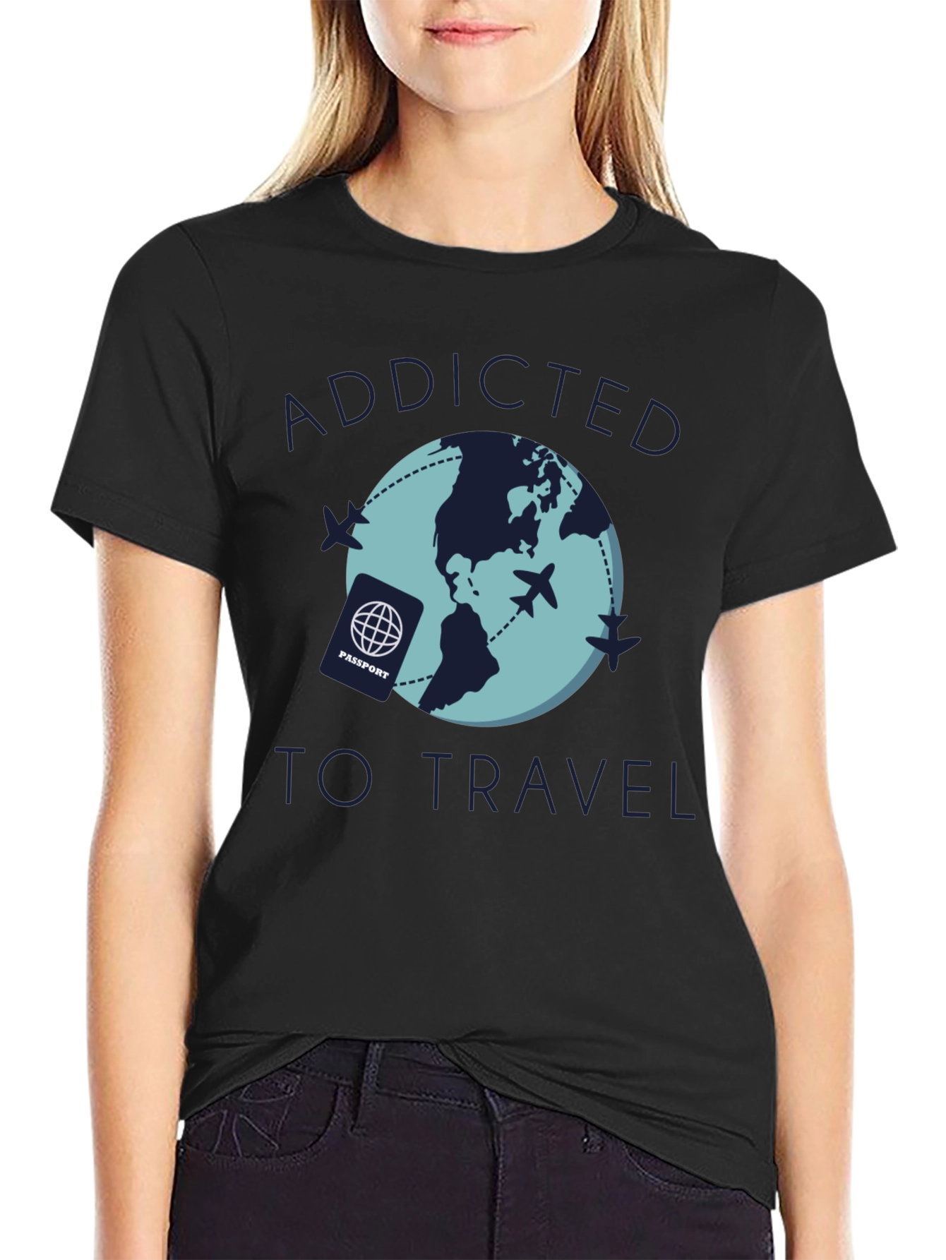 Addicted to Travel Graphic Tee - Black