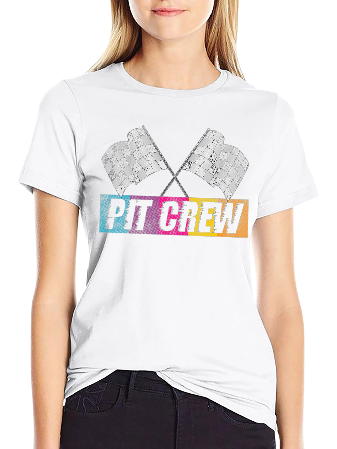 Pit Crew Racing Flags Graphic T-Shirt