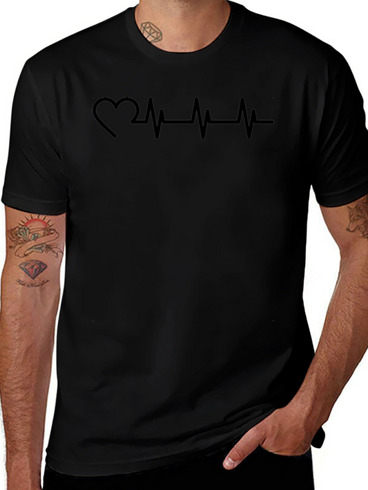 Heartbeat Design Black T-Shirt