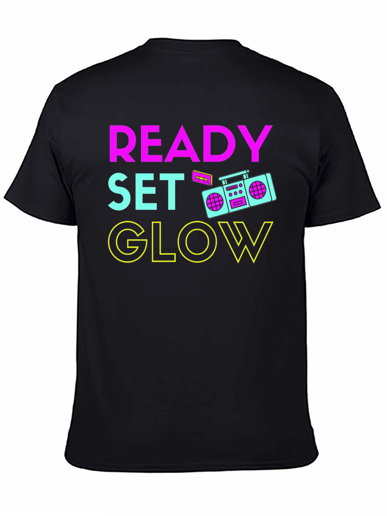 Ready Set Glow 80s Retro Boombox T-Shirt