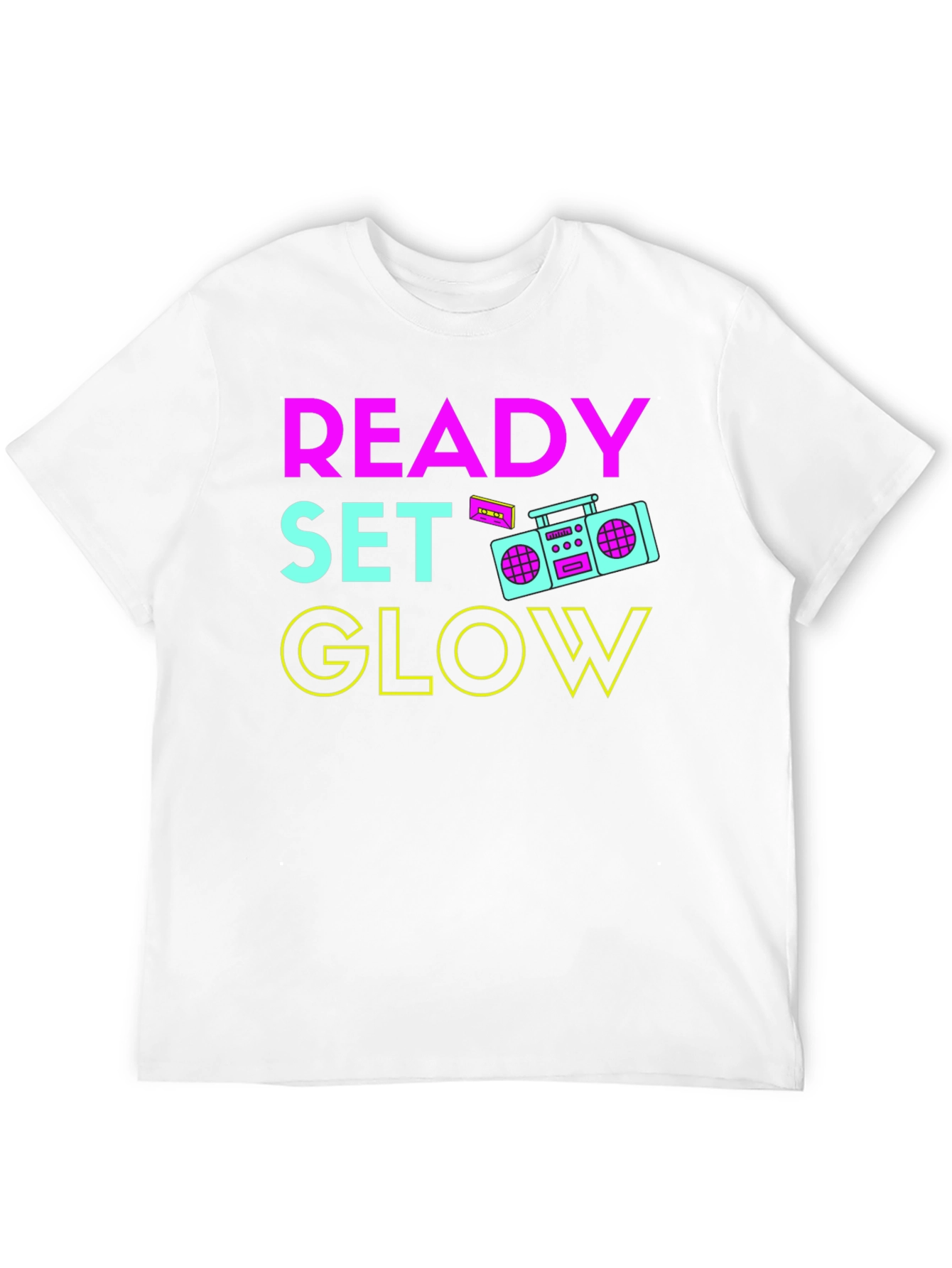 Ready Set Glow 80s Retro Boombox T-Shirt