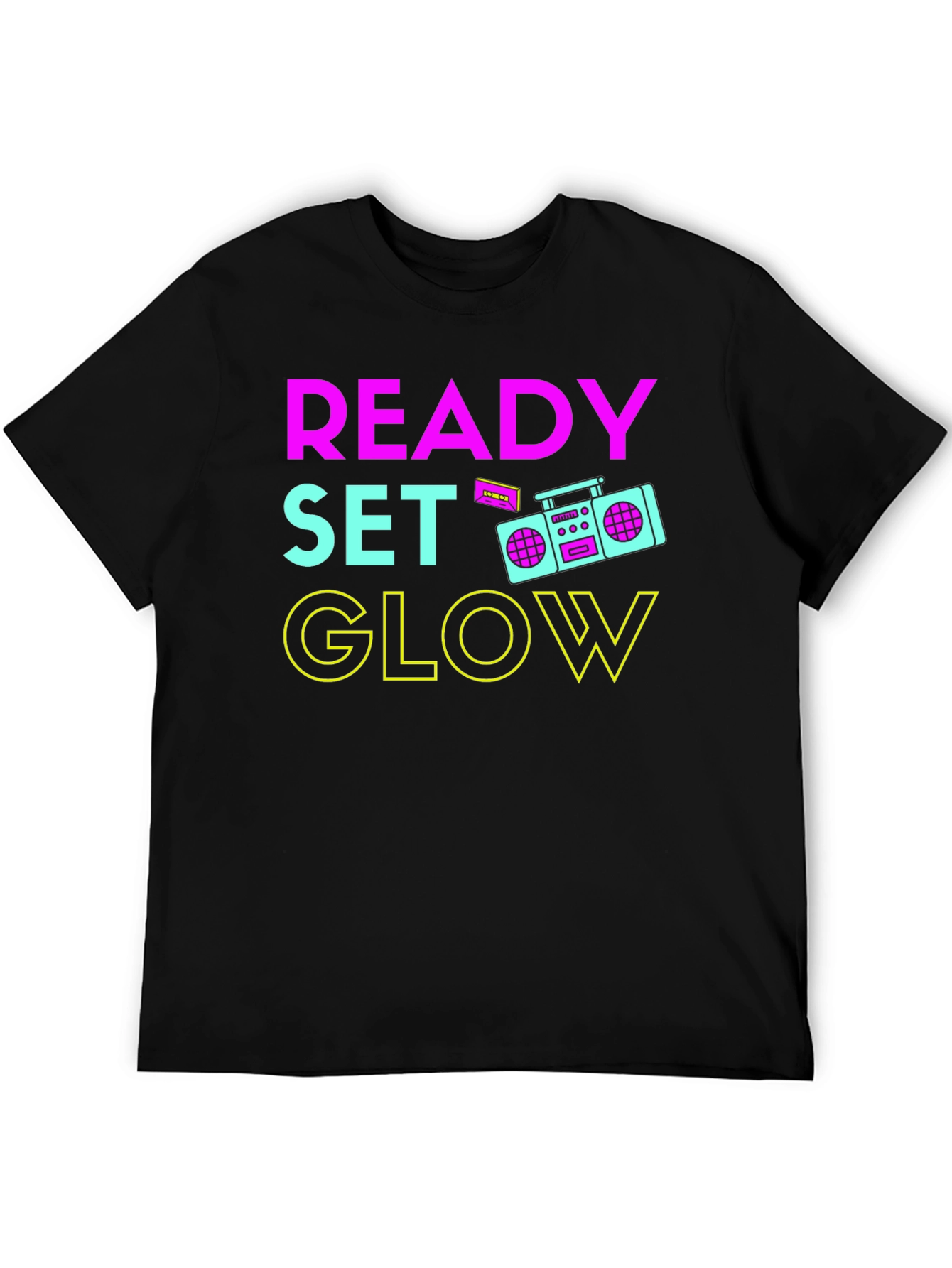 Ready Set Glow 80s Retro Boombox T-Shirt