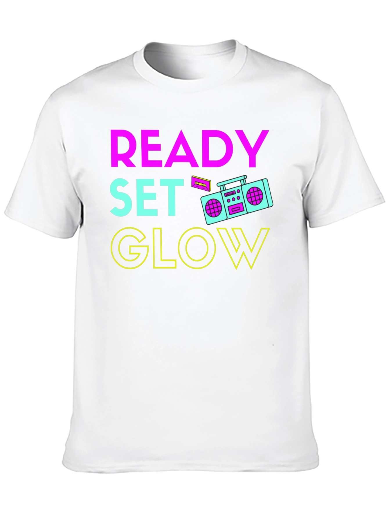 Ready Set Glow 80s Retro Boombox T-Shirt