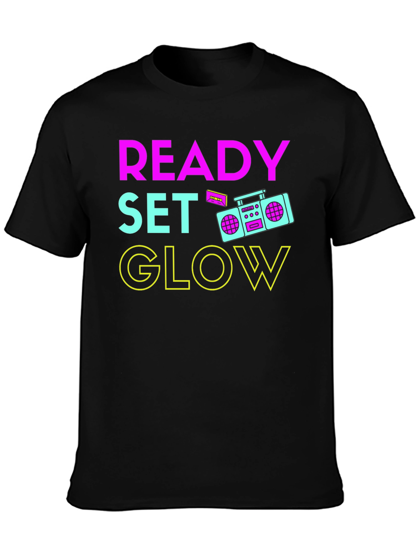 Ready Set Glow 80s Retro Boombox T-Shirt