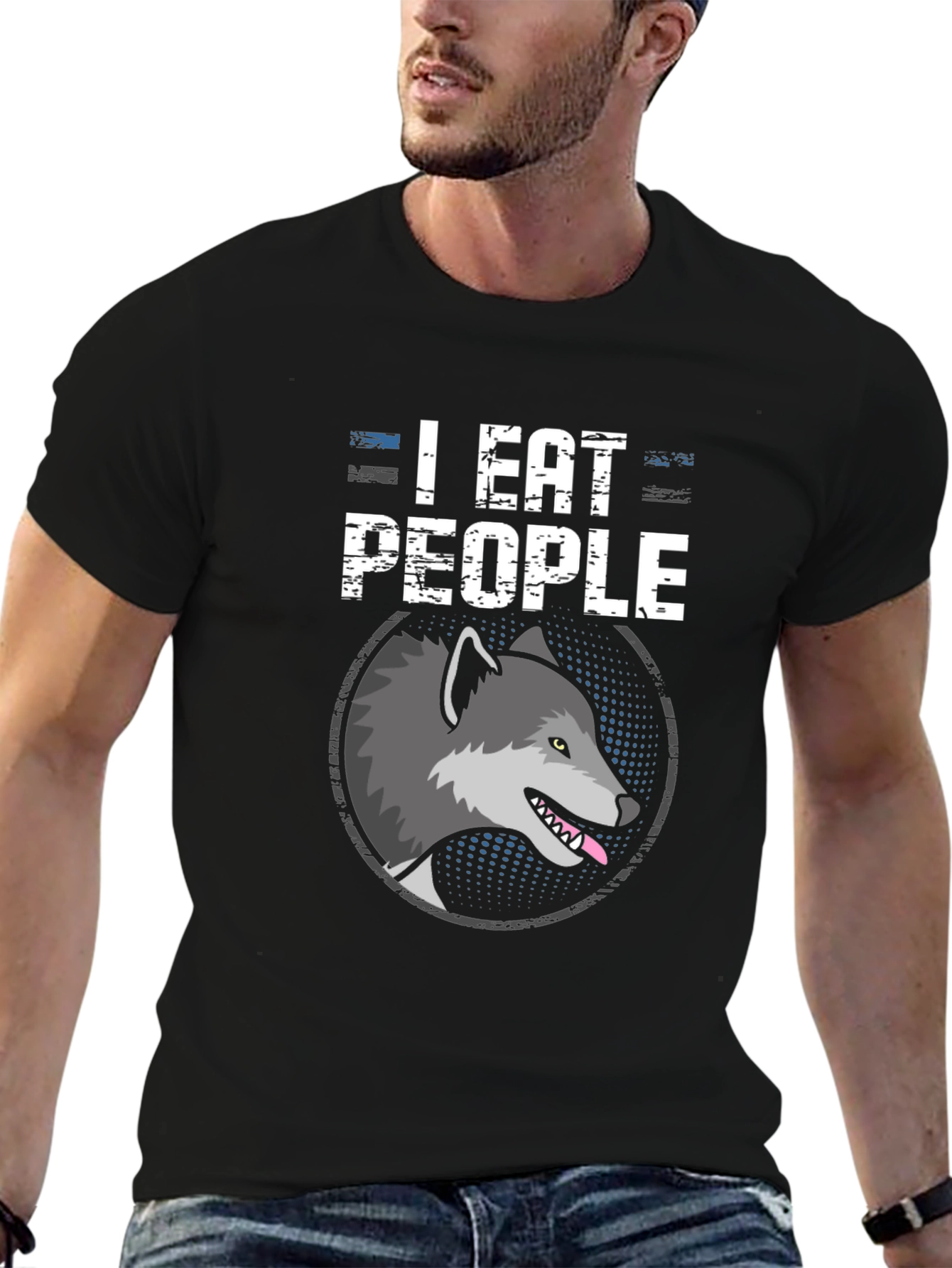 I Eat People Wolf Graphic Tee - Black