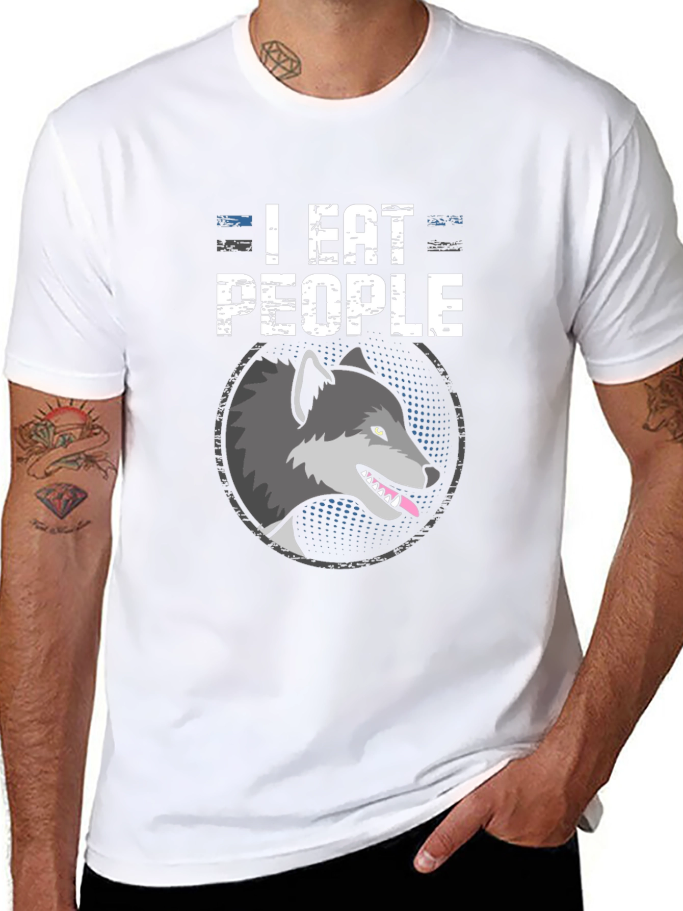 I Eat People Wolf Graphic Tee - Black