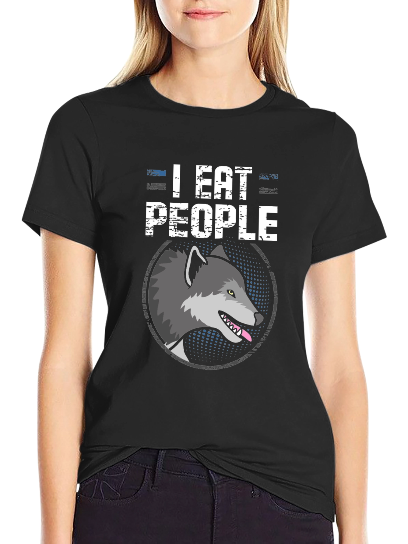 I Eat People Wolf Graphic Tee - Black