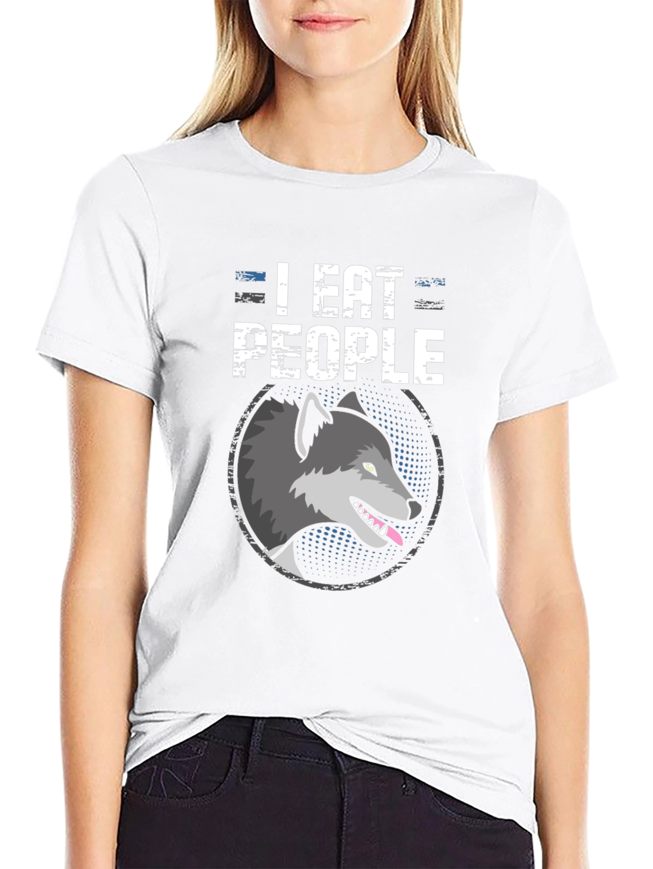 I Eat People Wolf Graphic Tee - Black