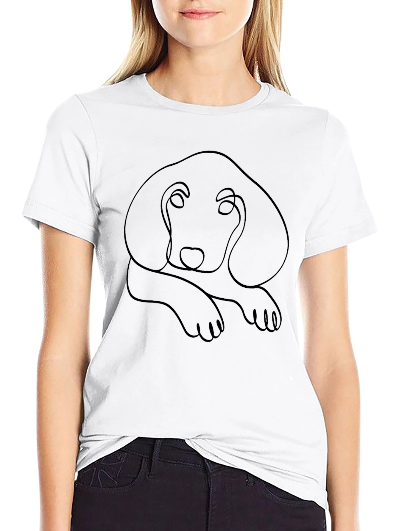 Minimalist Dog Outline T-Shirt