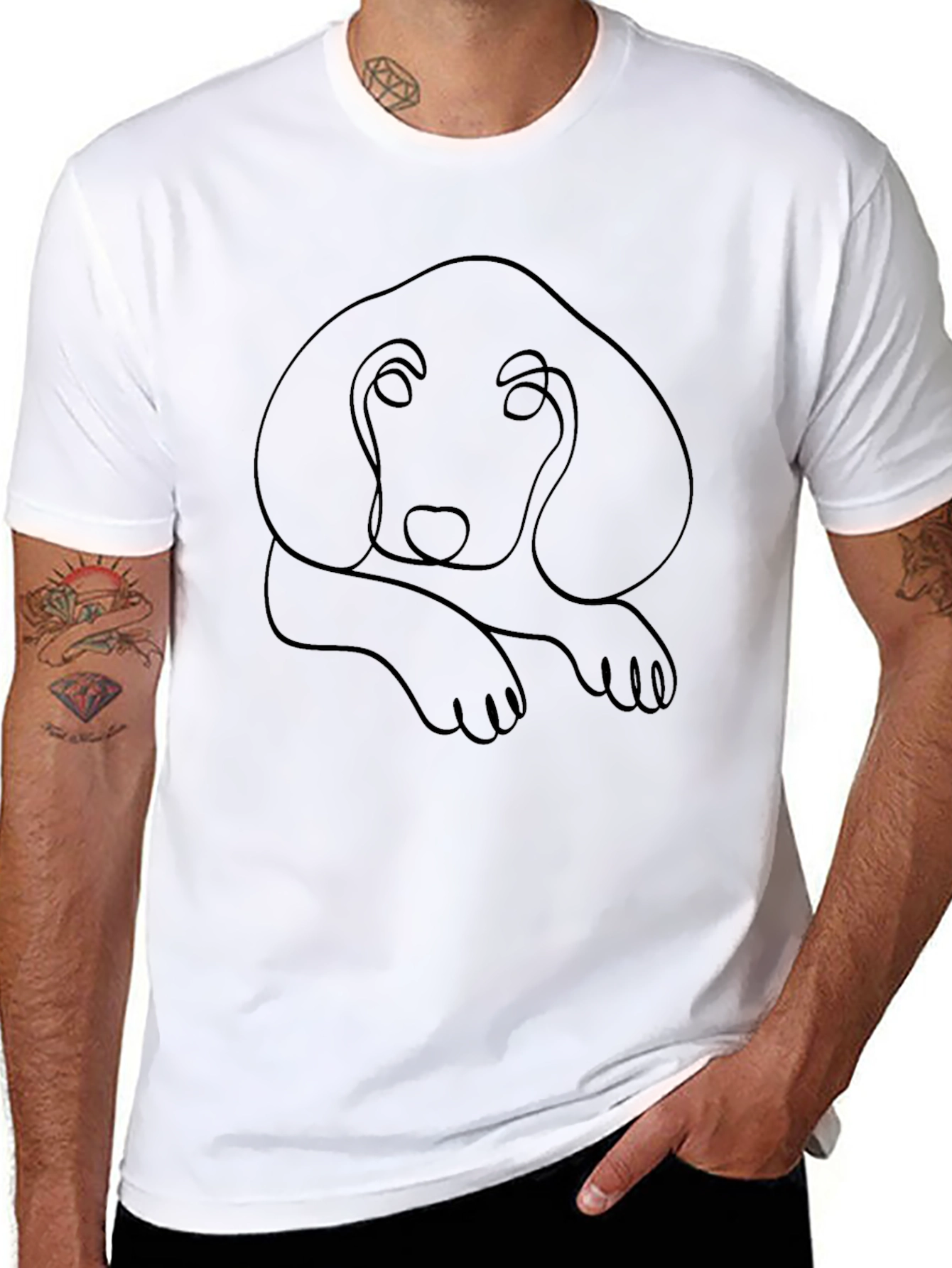 Minimalist Dog Outline T-Shirt