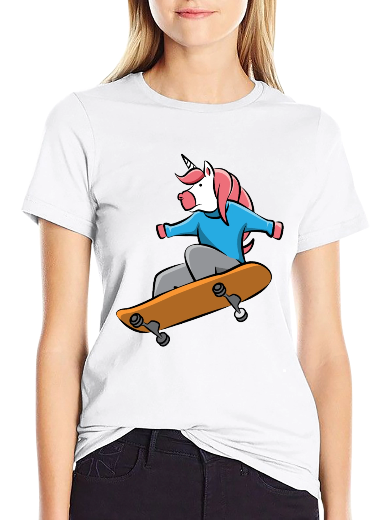 Skateboarding Unicorn Graphic Tee