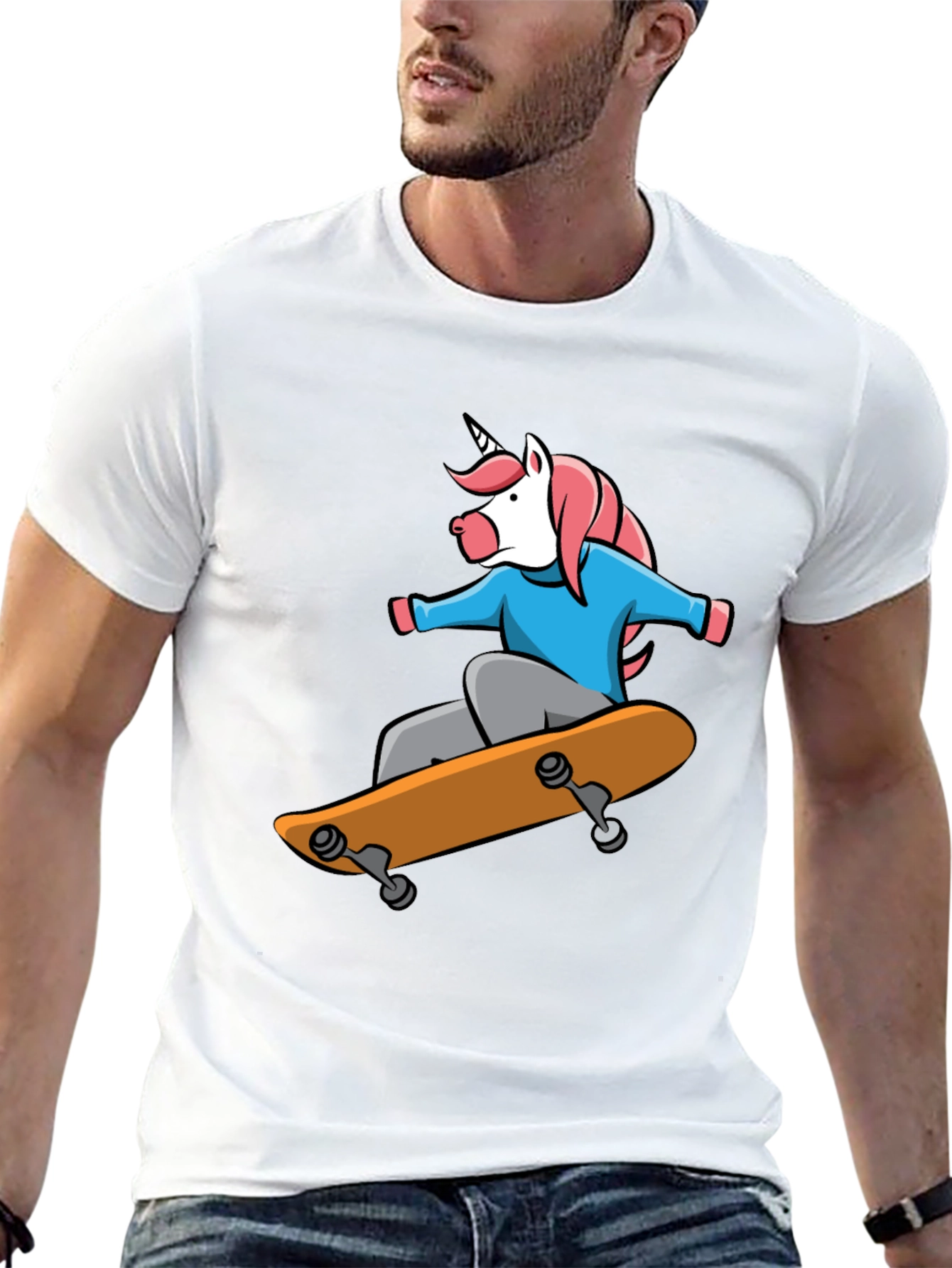 Skateboarding Unicorn Graphic Tee