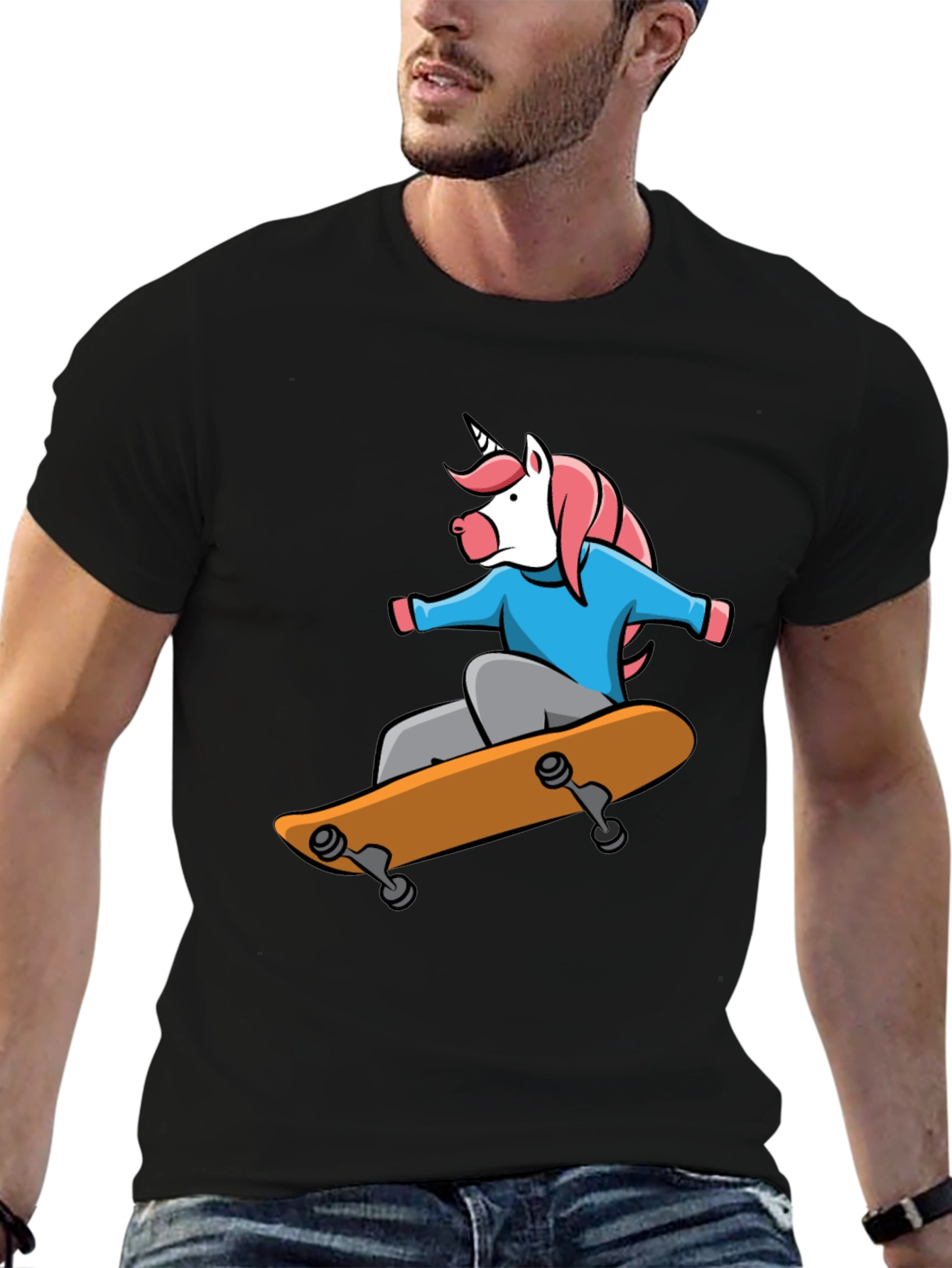 Skateboarding Unicorn Graphic Tee