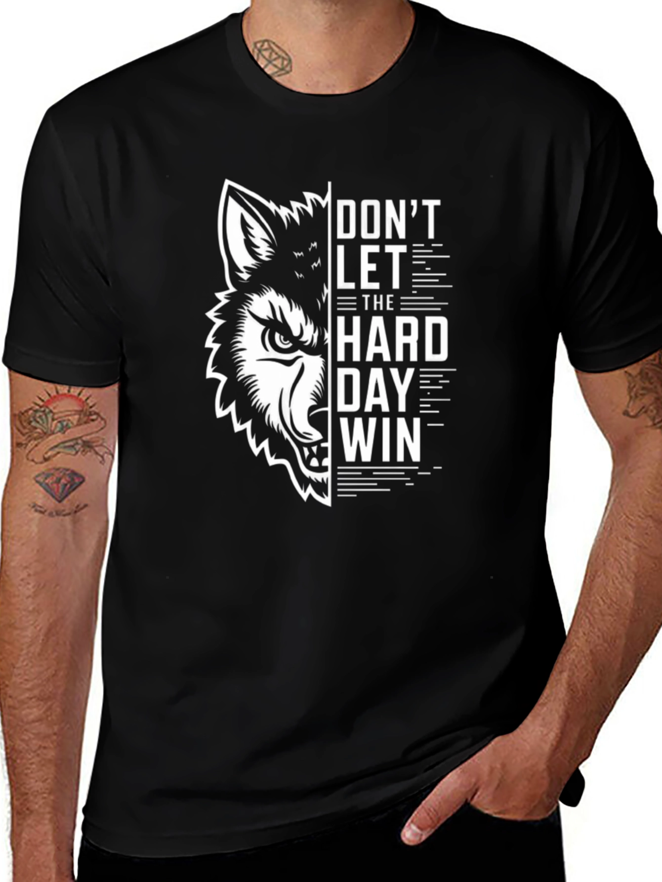 Dont Let The Hard Day Win Wolf Graphic Tee