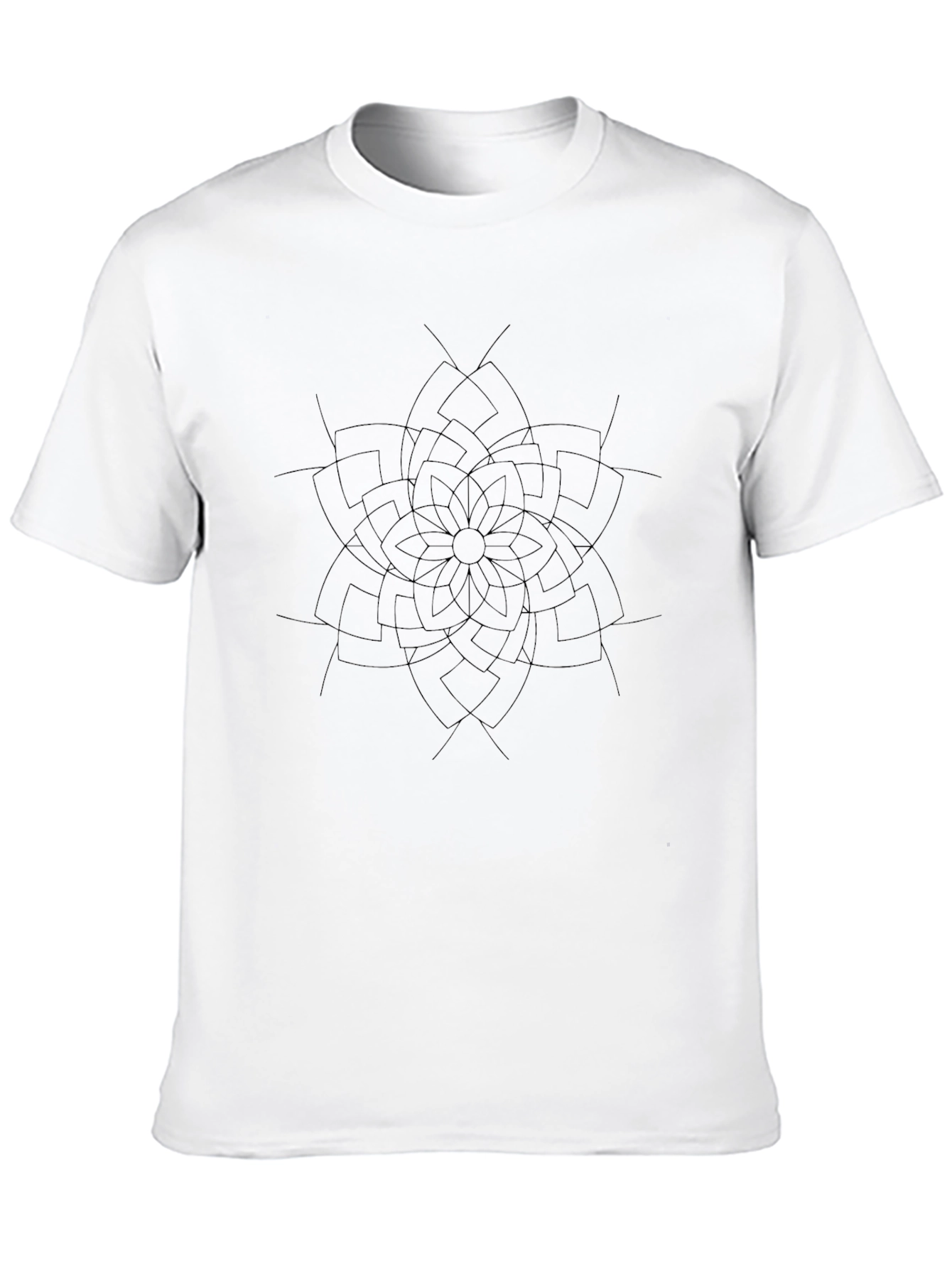 Modern Geometric Flower Black T-Shirt