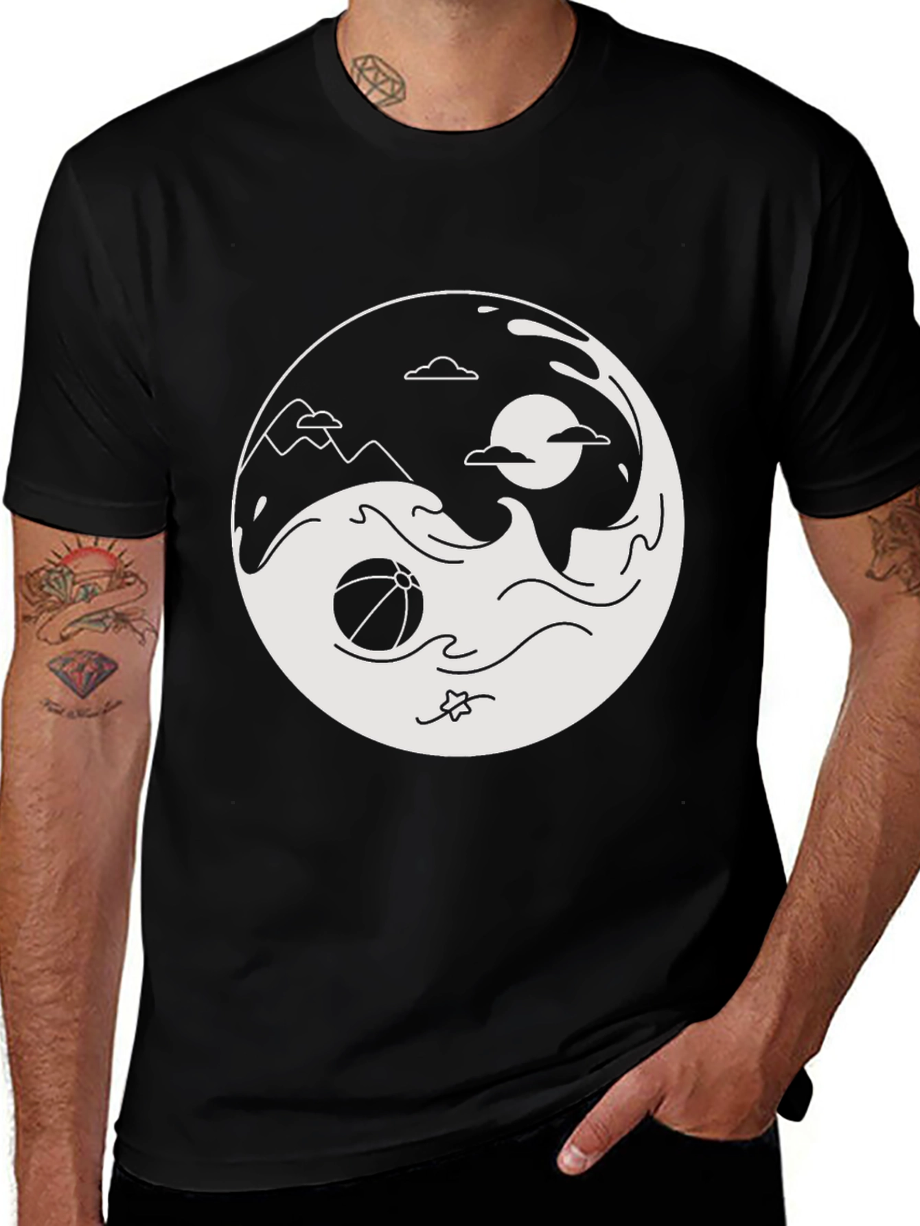 Yin Yang Beach Graphic T-Shirt