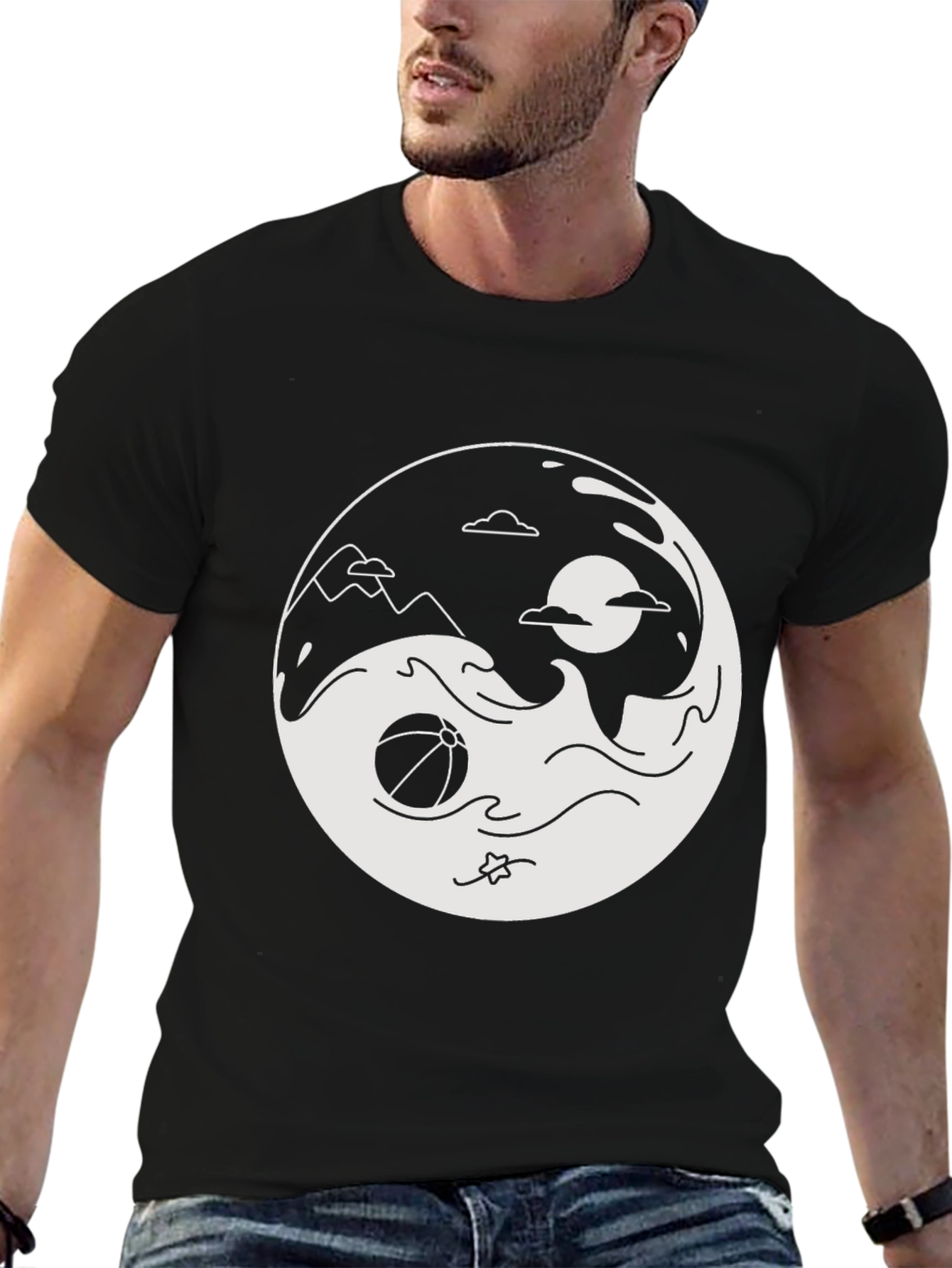Yin Yang Beach Graphic T-Shirt