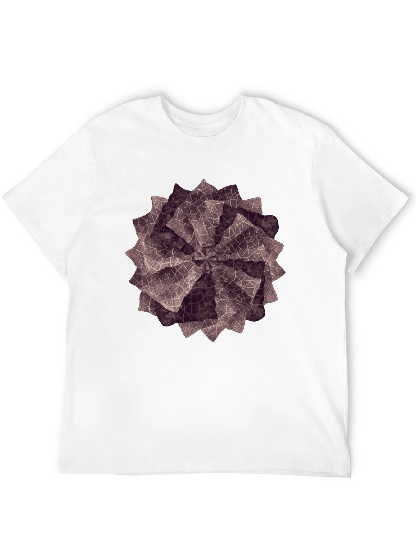 Geometric Petal Print Black T-Shirt