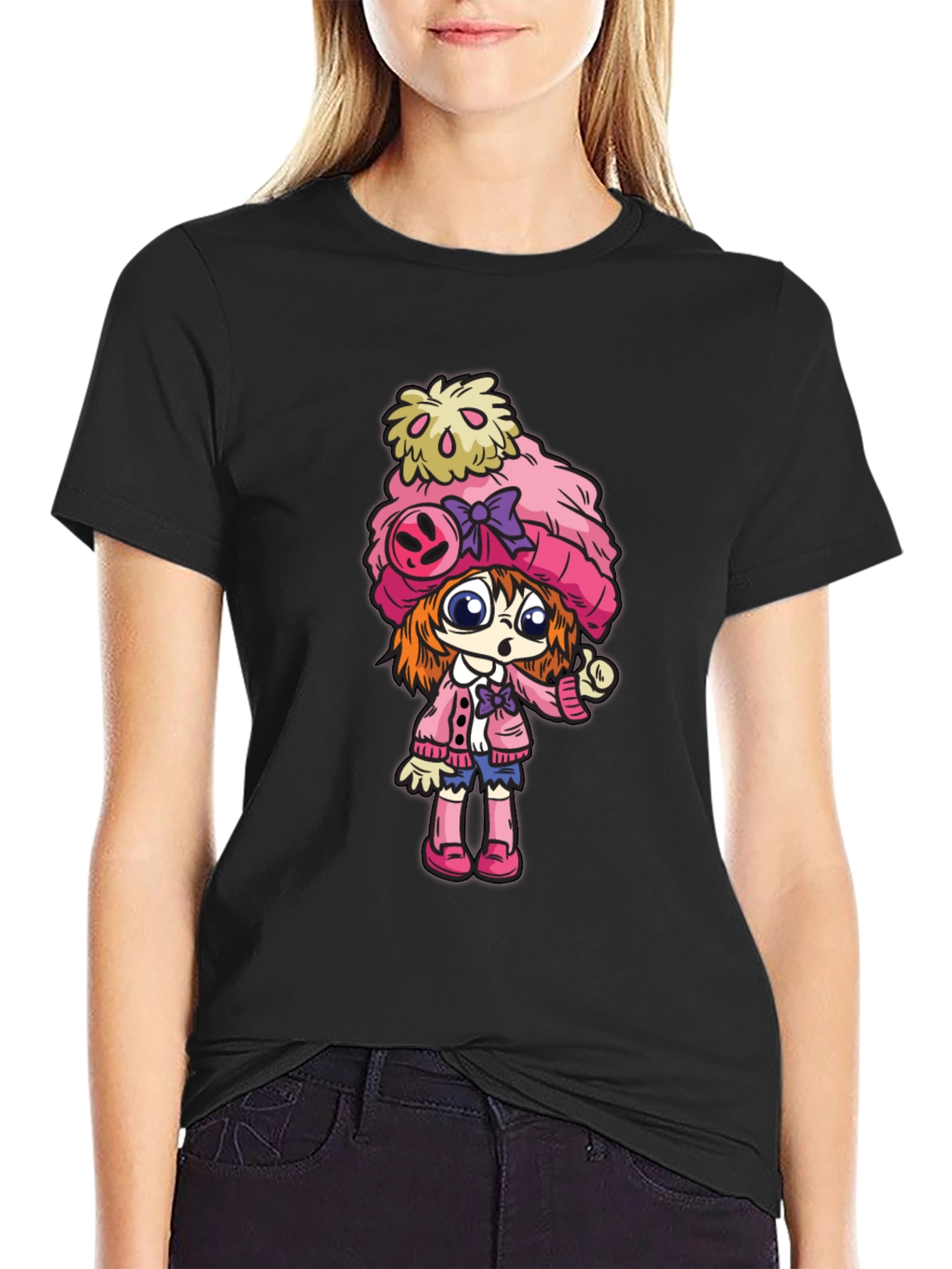 Anime Girl Graphic Black Tee
