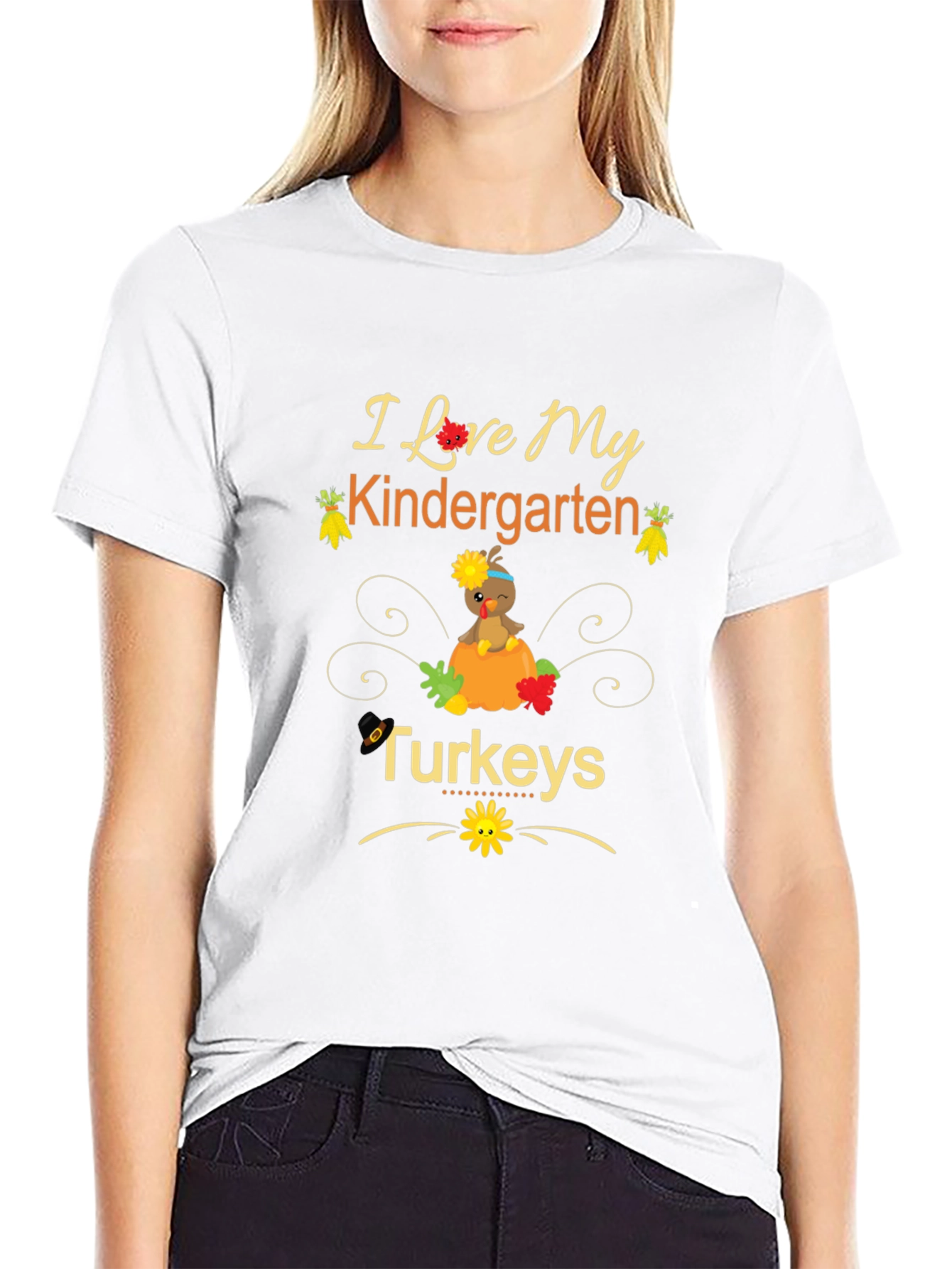 I Love My Kindergarten Turkeys Teacher T-Shirt