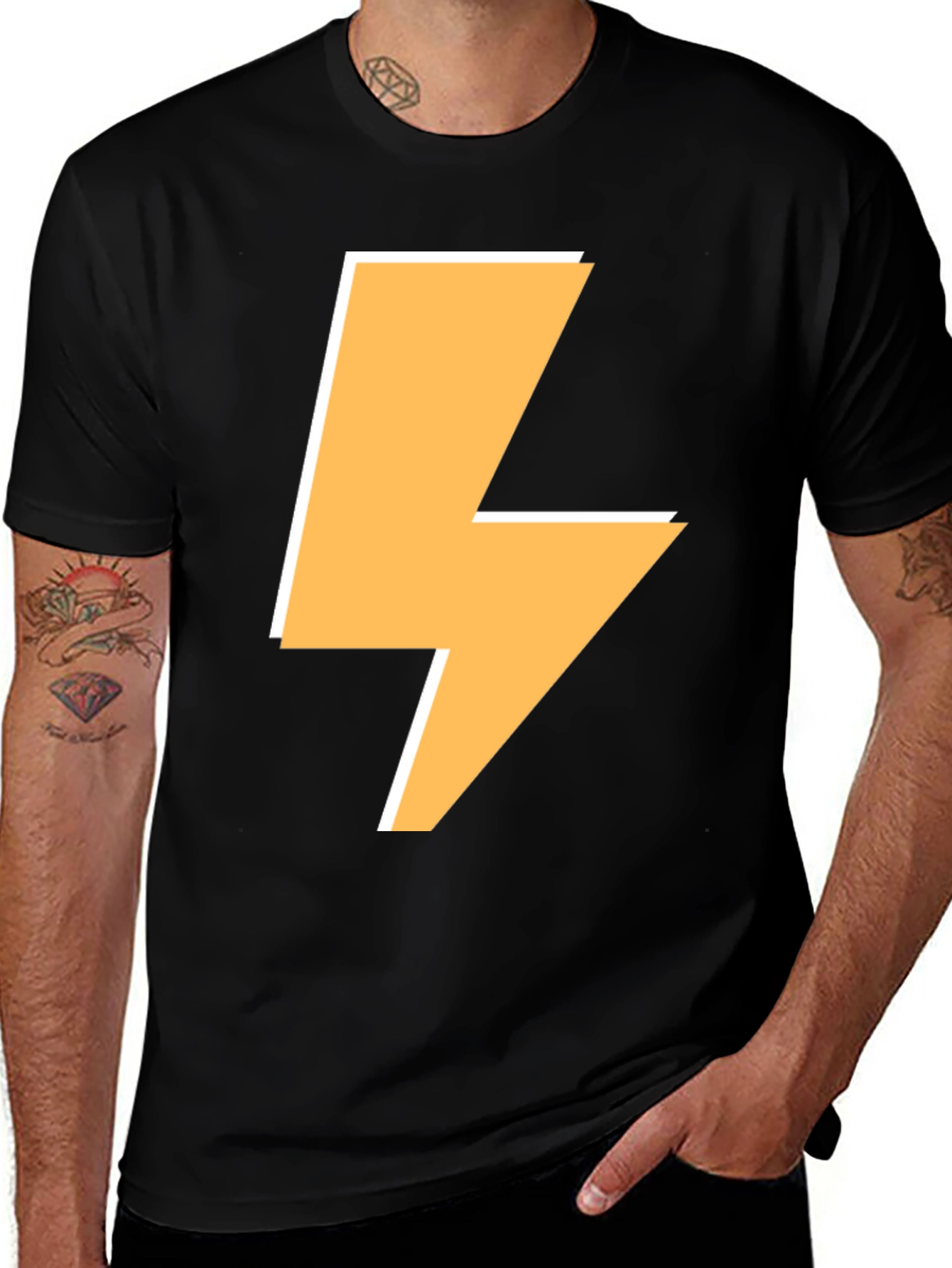 Lightning Bolt Graphic Tee - Bold Black T-Shirt