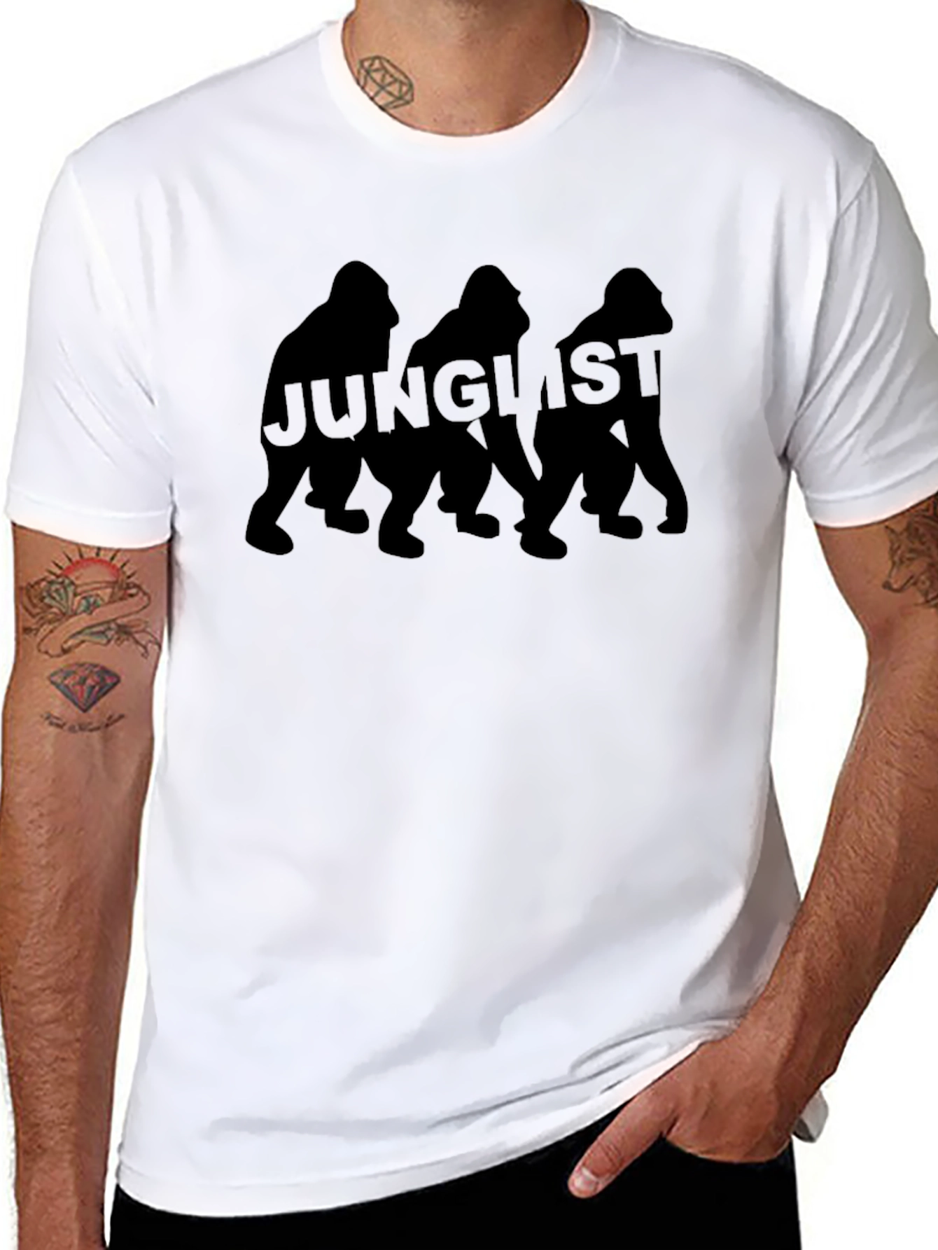 Junglist Gorilla Black Graphic T-Shirt