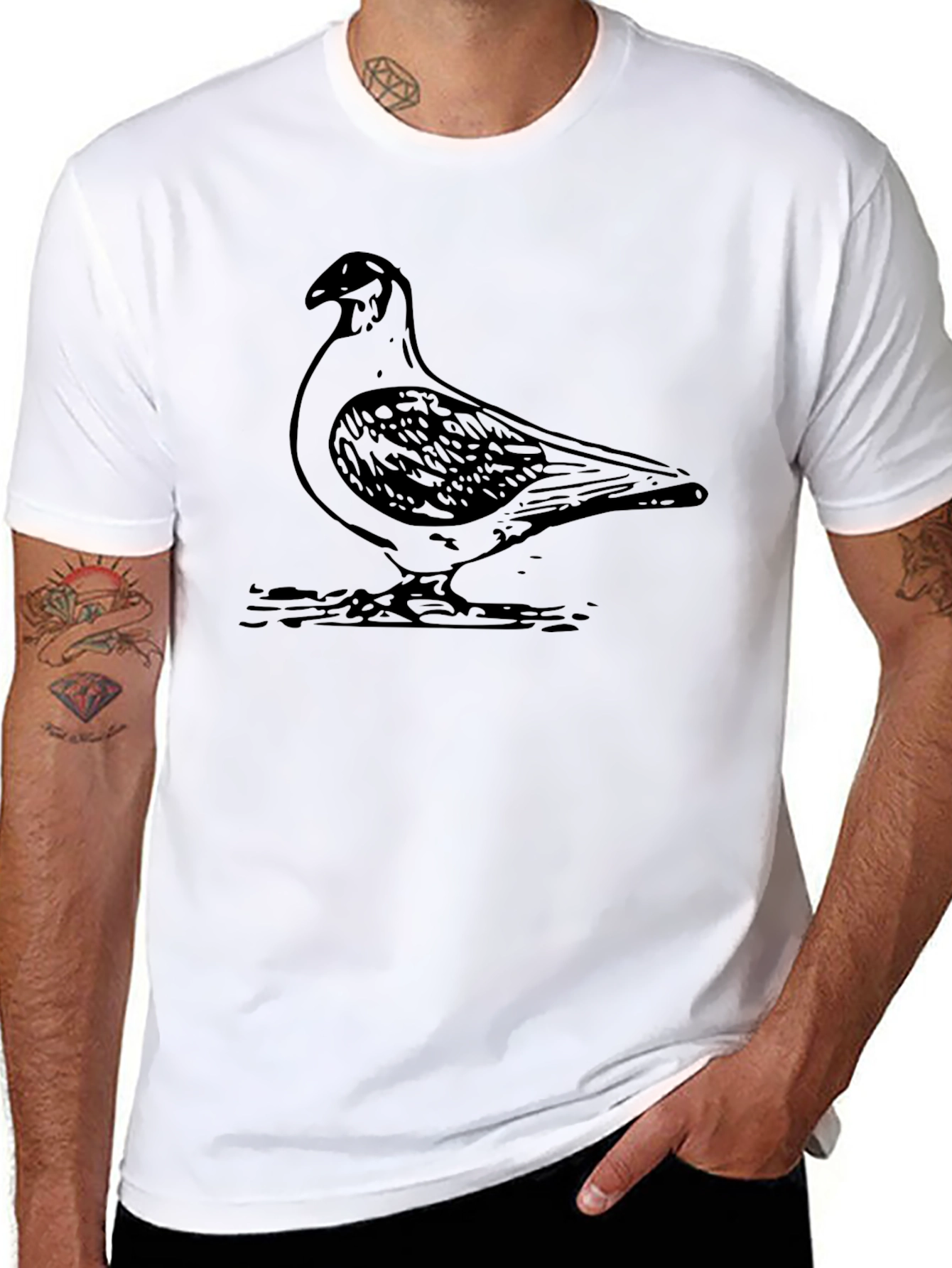 Pigeon Graphic Tee - Mens Black T-Shirt
