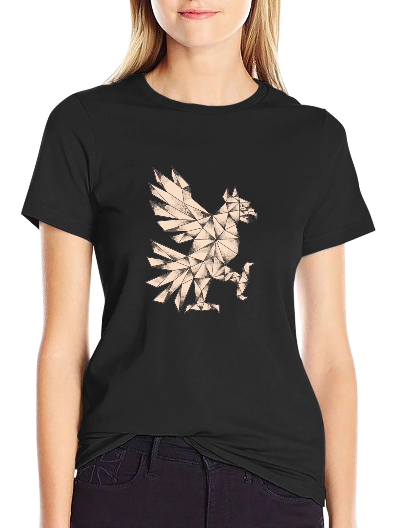 Geometric Eagle Graphic Tee - Stylish Mens Black T-Shirt