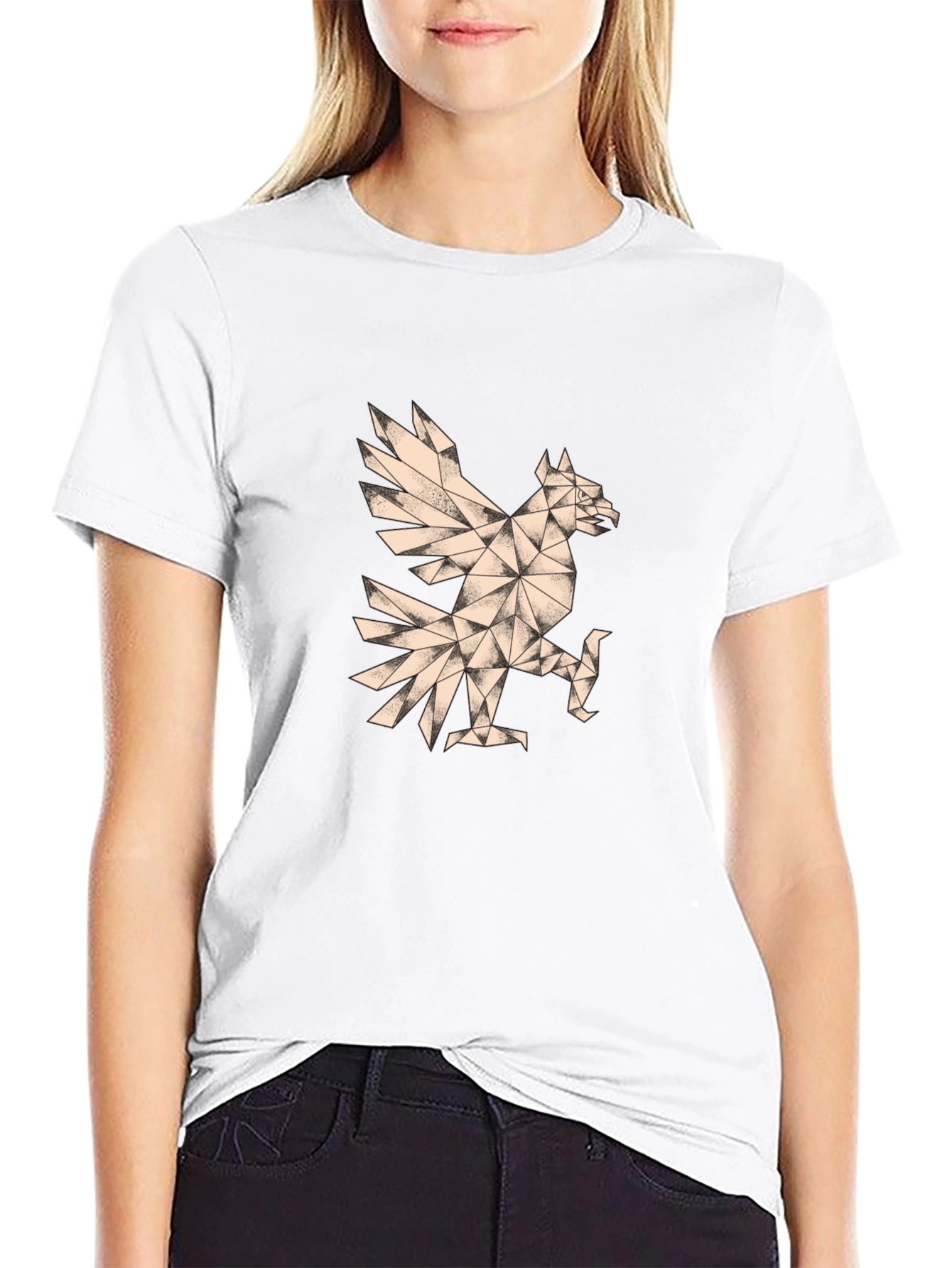 Geometric Eagle Graphic Tee - Stylish Mens Black T-Shirt
