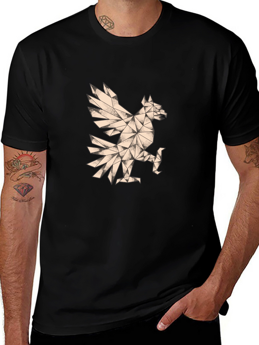 Geometric Eagle Graphic Tee - Stylish Mens Black T-Shirt