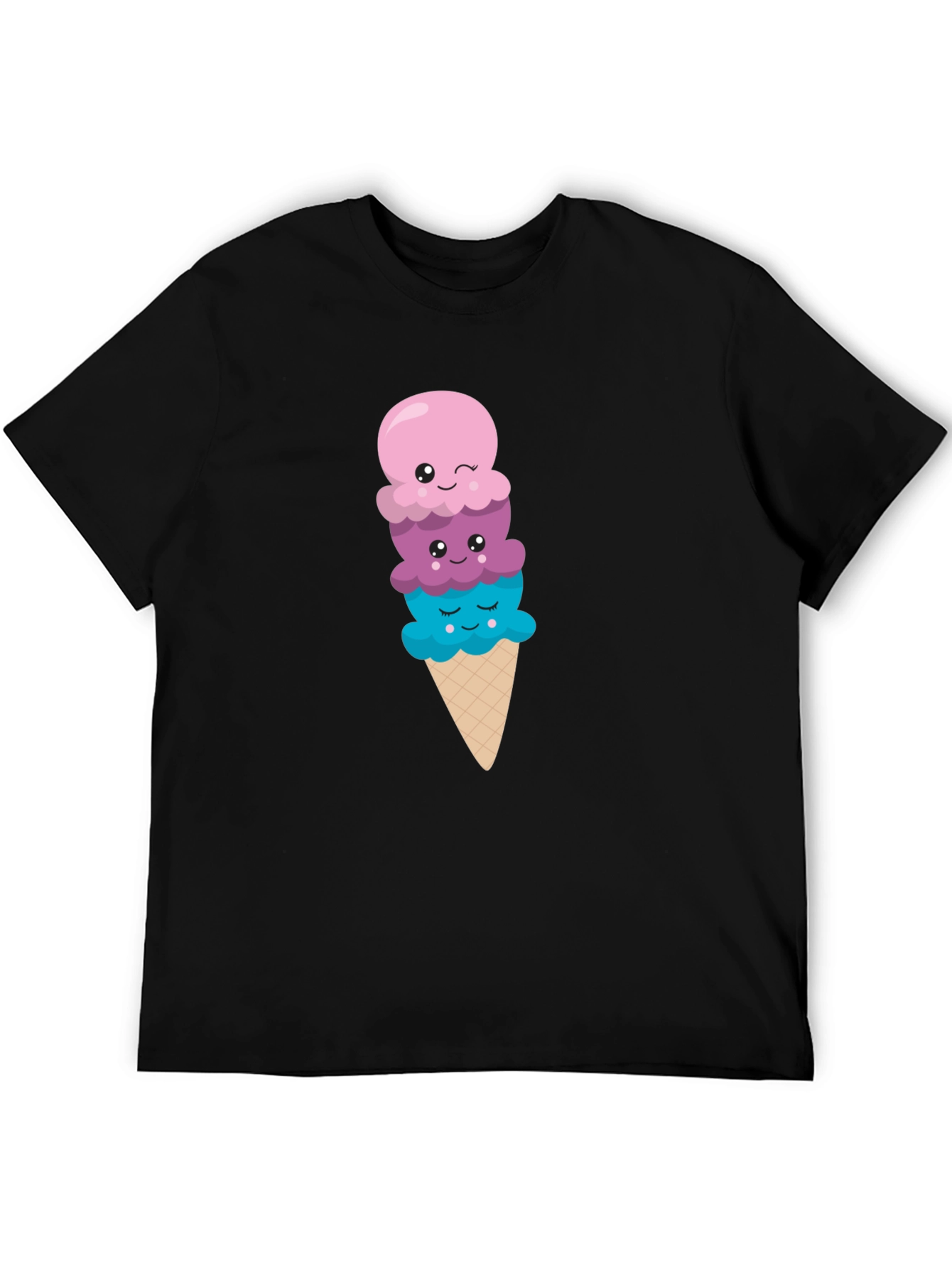 Cute Ice Cream Cone Graphic Tee - Black T-Shirt
