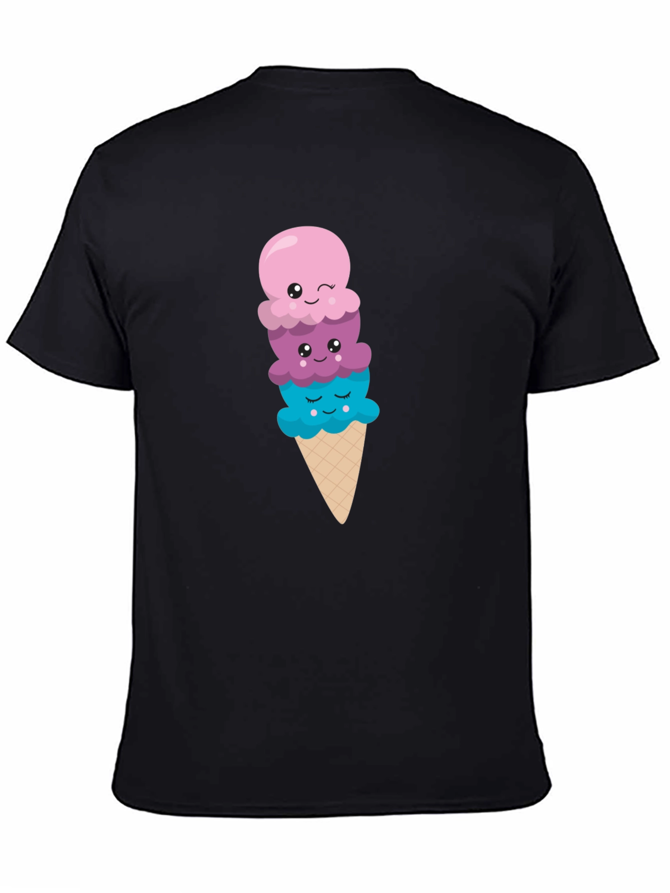 Cute Ice Cream Cone Graphic Tee - Black T-Shirt