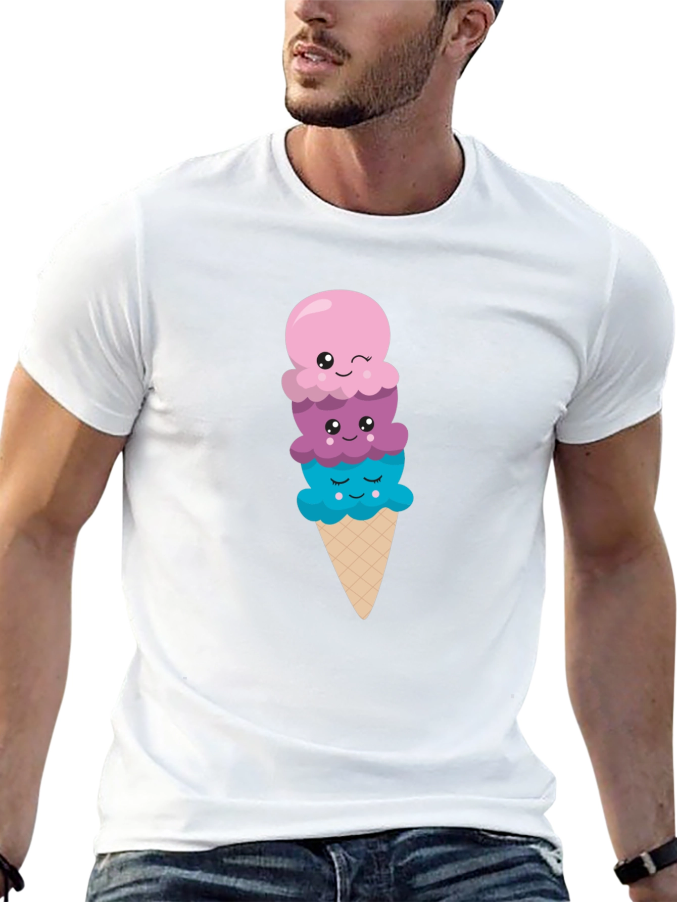 Cute Ice Cream Cone Graphic Tee - Black T-Shirt