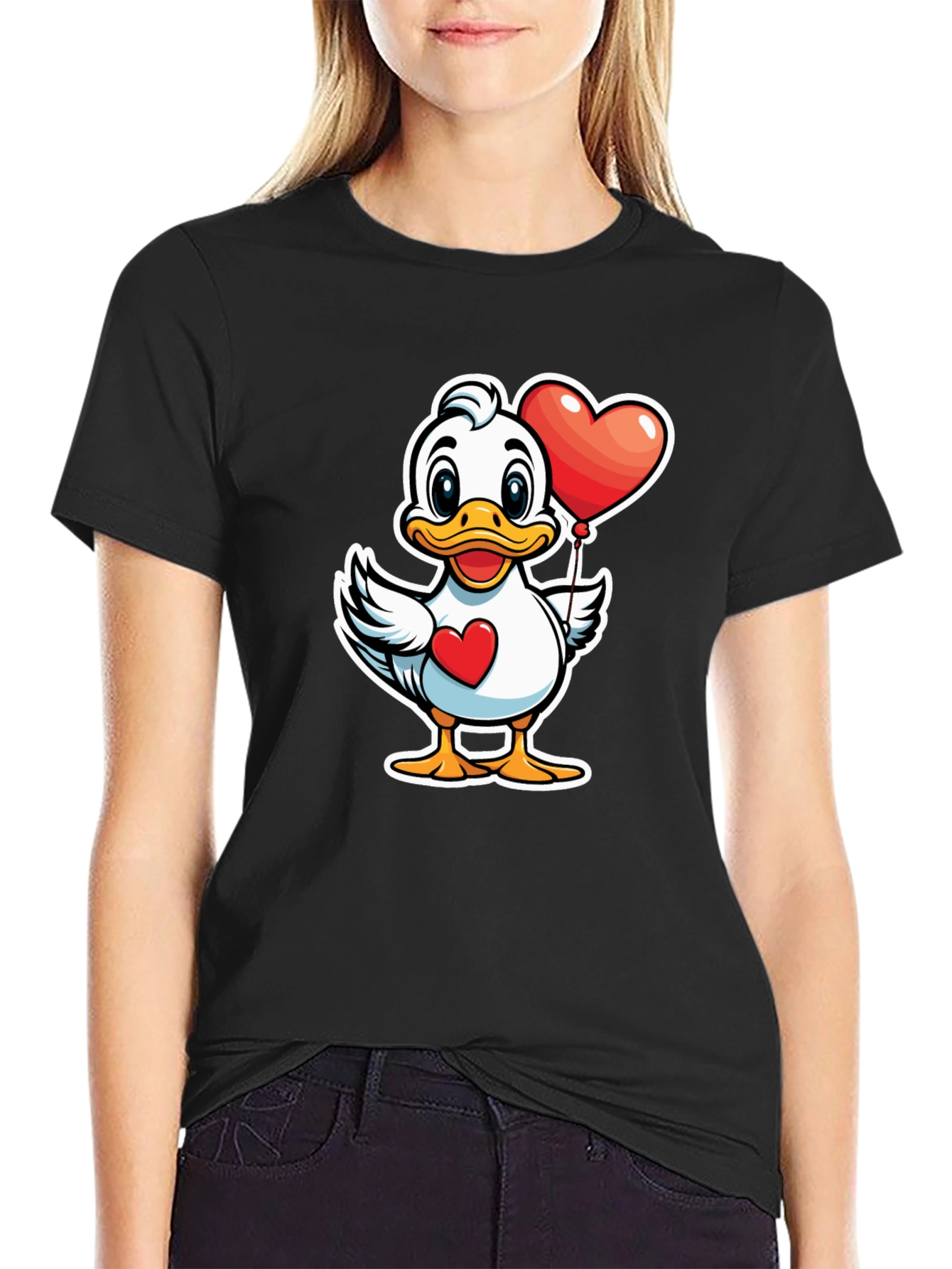 Duck with Heart Balloon Graphic Tee