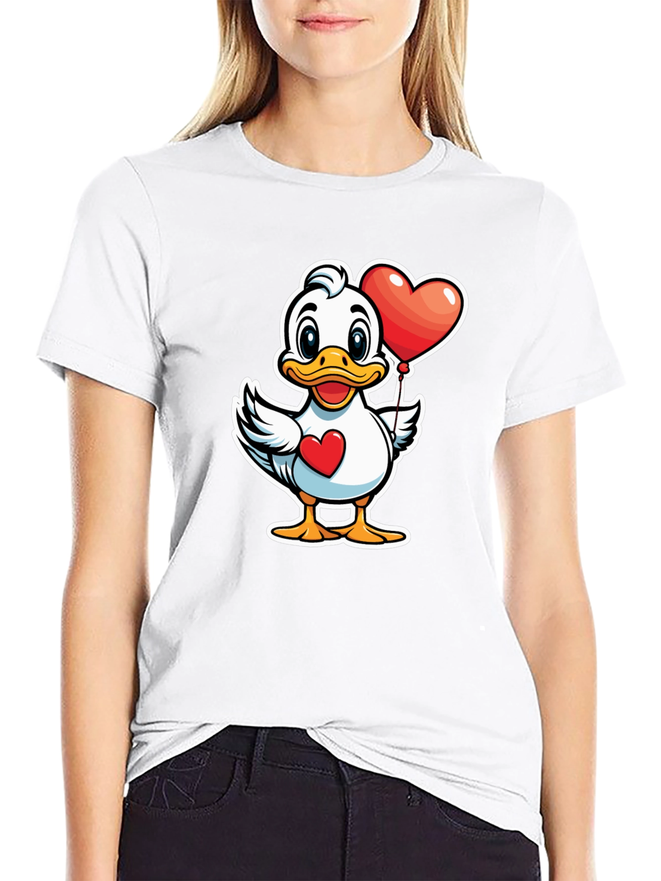Duck with Heart Balloon Graphic Tee