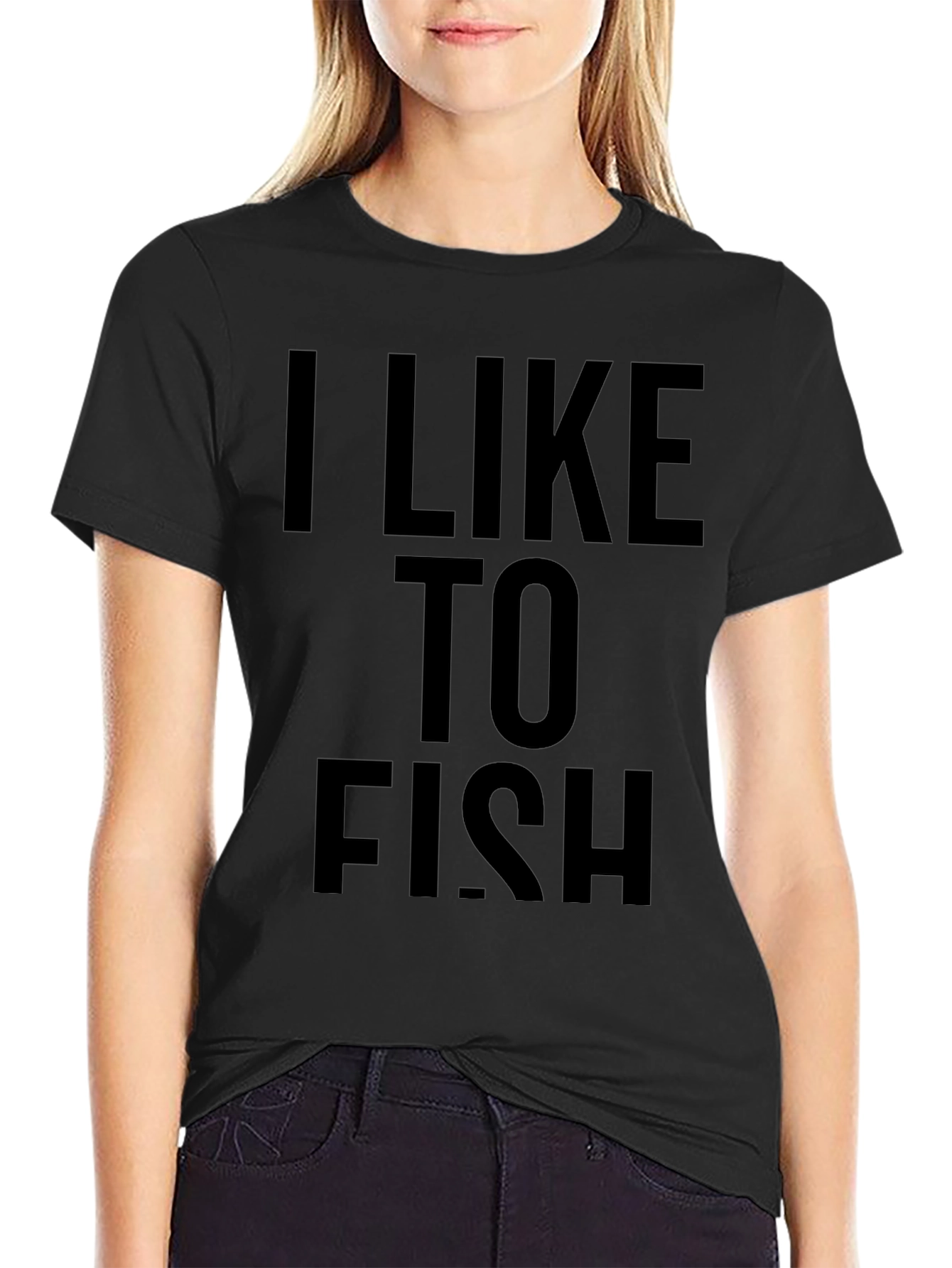 I Like to Fish Black Graphic Tee