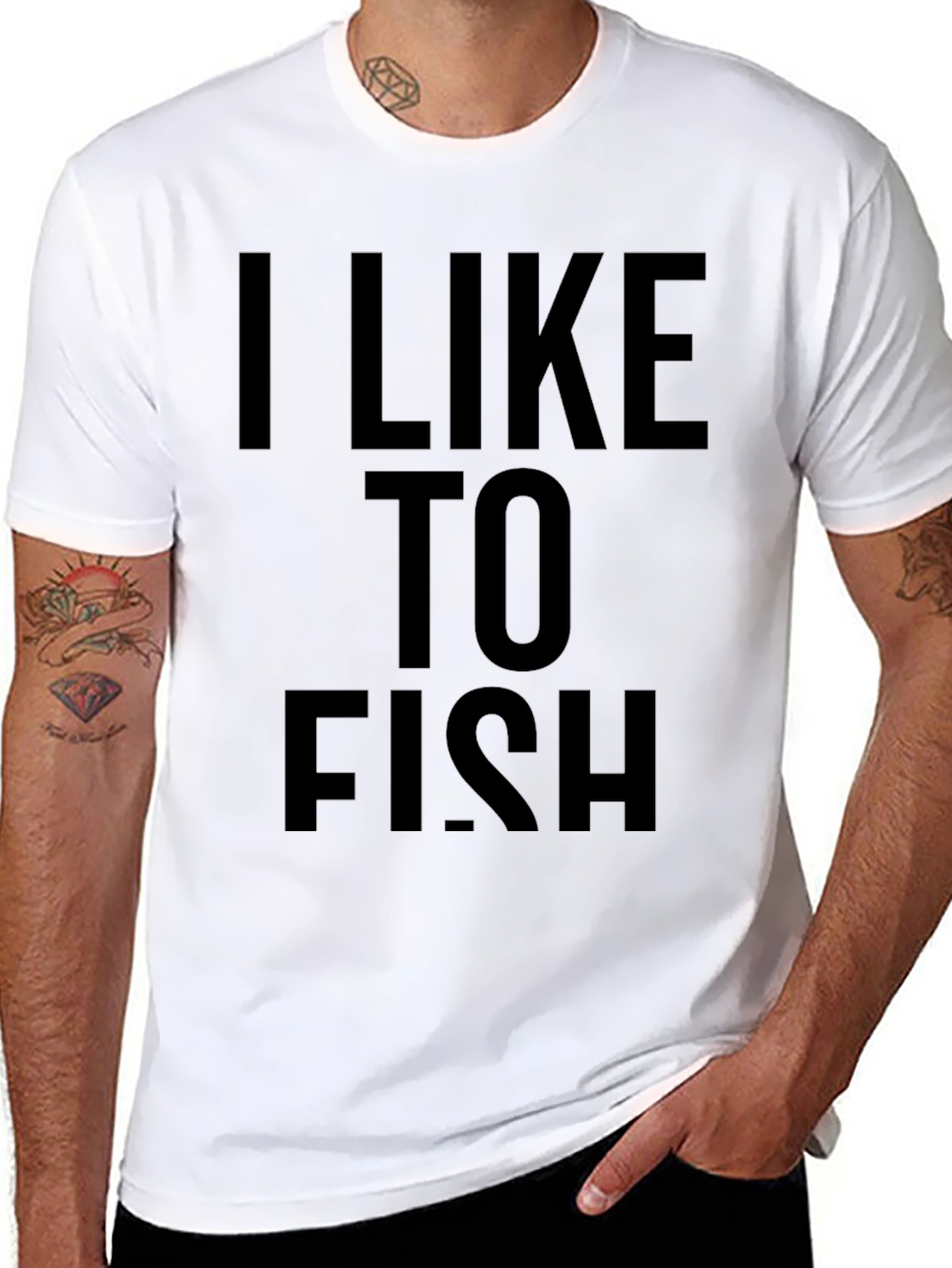 I Like to Fish Black Graphic Tee