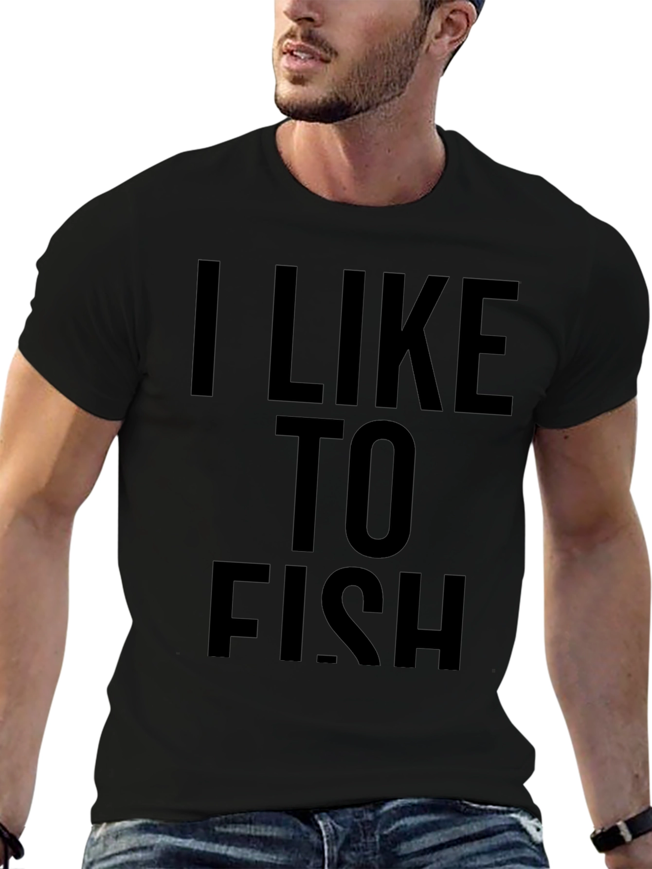 I Like to Fish Black Graphic Tee