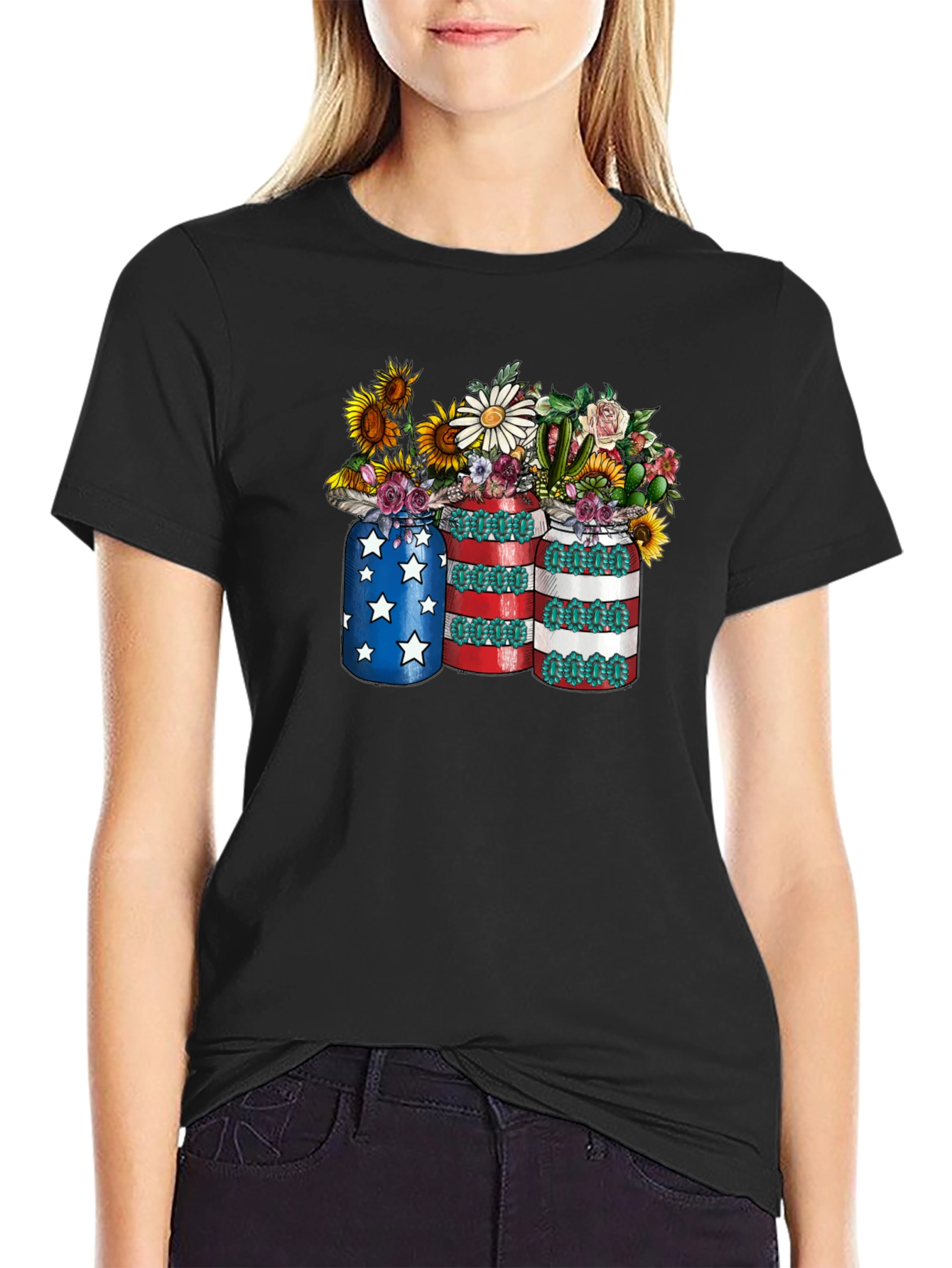 Patriotic Floral Mason Jar T-Shirt